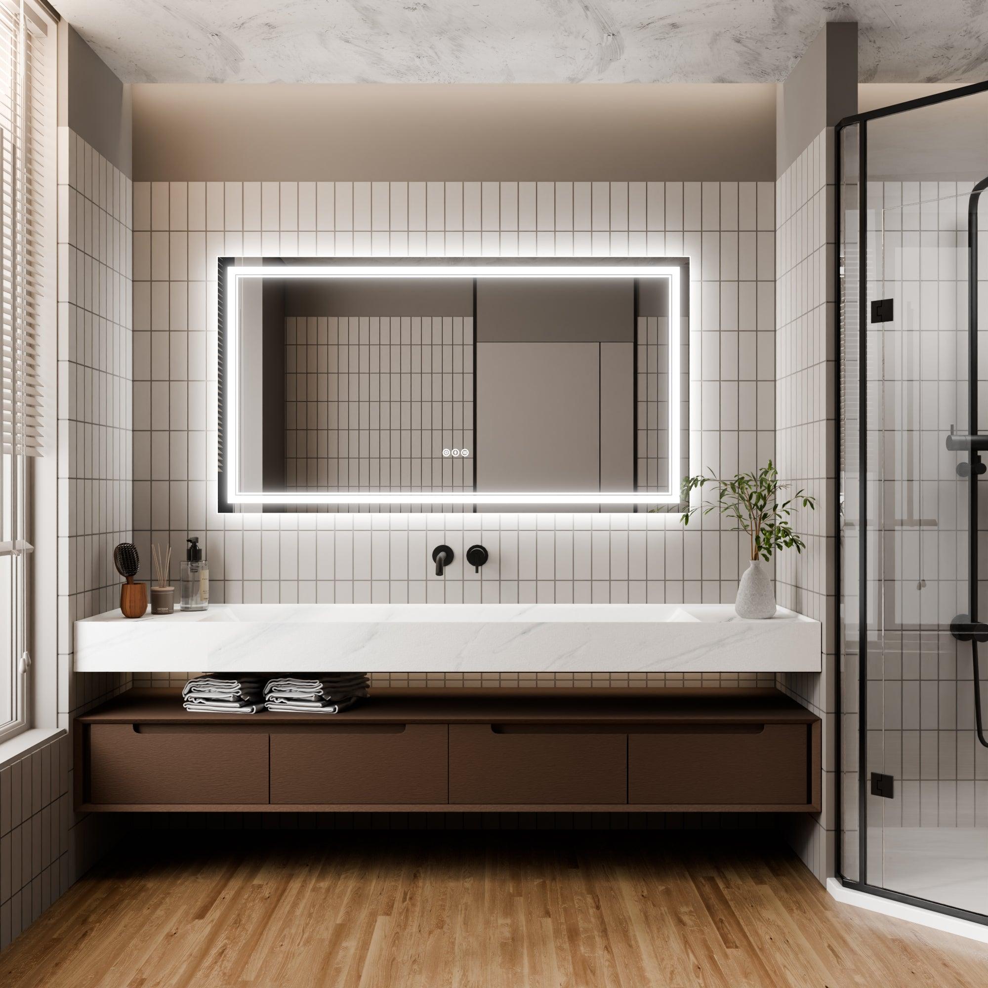 Anti-Fog LED Bathroom Mirror with Dimmable Backlit & Touch Switch - GlareGuard Illuminated Vanity Mirror for Makeup, Shaving & Home Decor