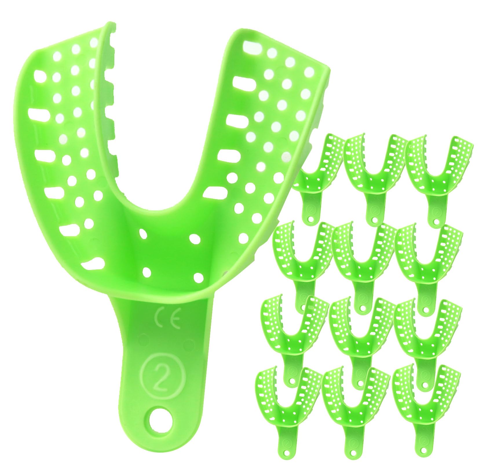 Autoclavable Perforated Dental Impression Trays - Large Lower Set of 12 (#2) for Dentists & Orthodontists - Ideal for Dental Clinics & Impressions