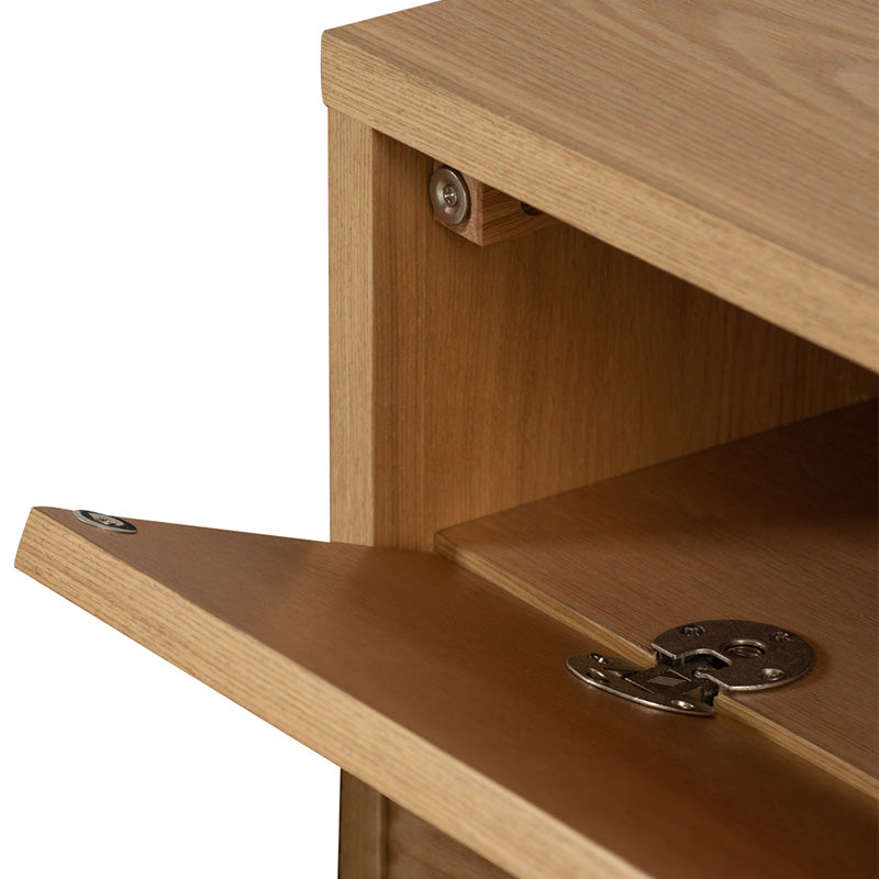 CASTOR Sideboard Buffet 125cm - Modern Wooden Storage Cabinet with 3 Drawers & Doors in Natural, Navy Blue & Black - Perfect for Dining Room, Living Room & Entryway Organization