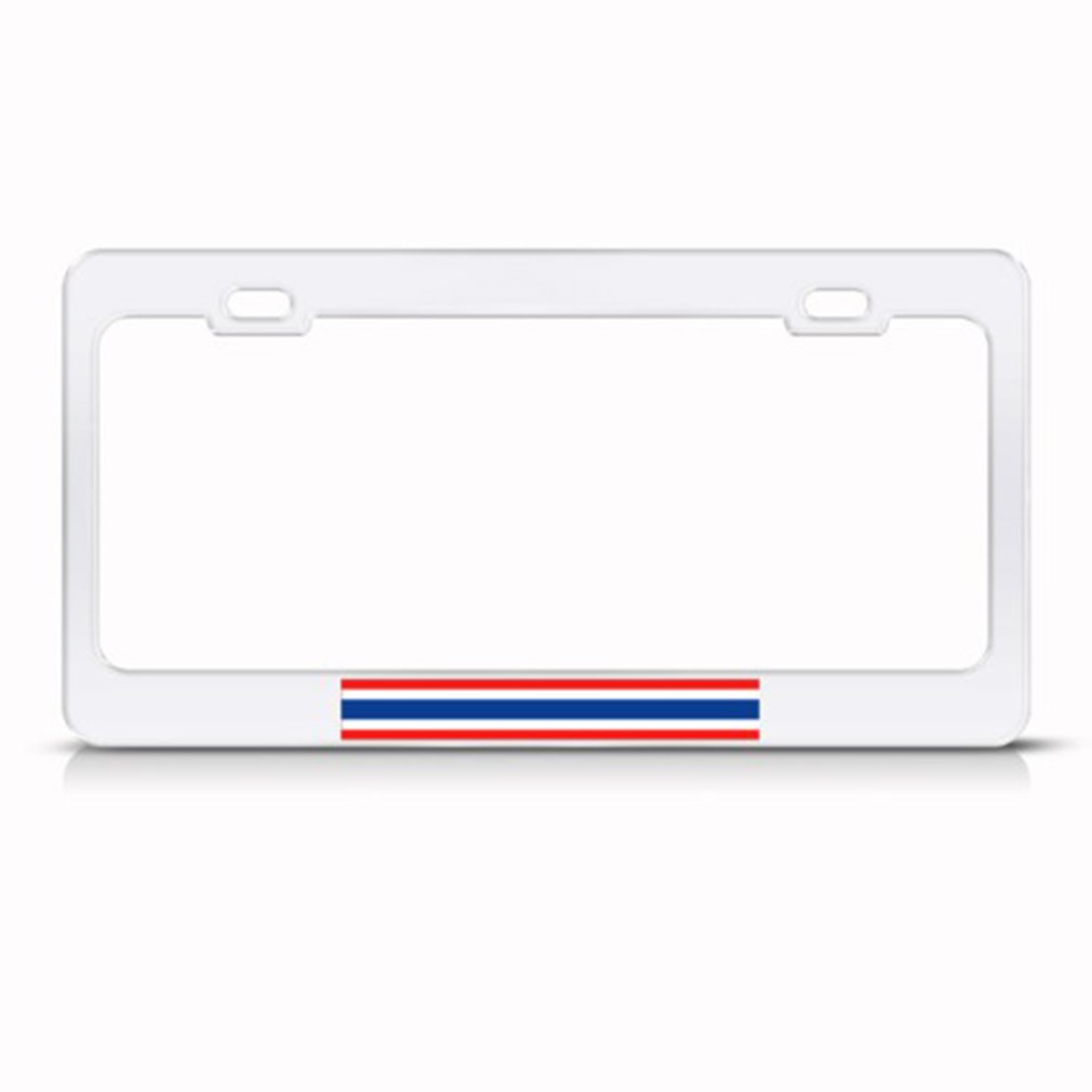 Speedy Pros Metal License Plate Frame with Thailand Flag - White 2 Hole Car Accessory for Thai Pride & Auto Decoration - Perfect for Cars, Trucks & Motorcycles