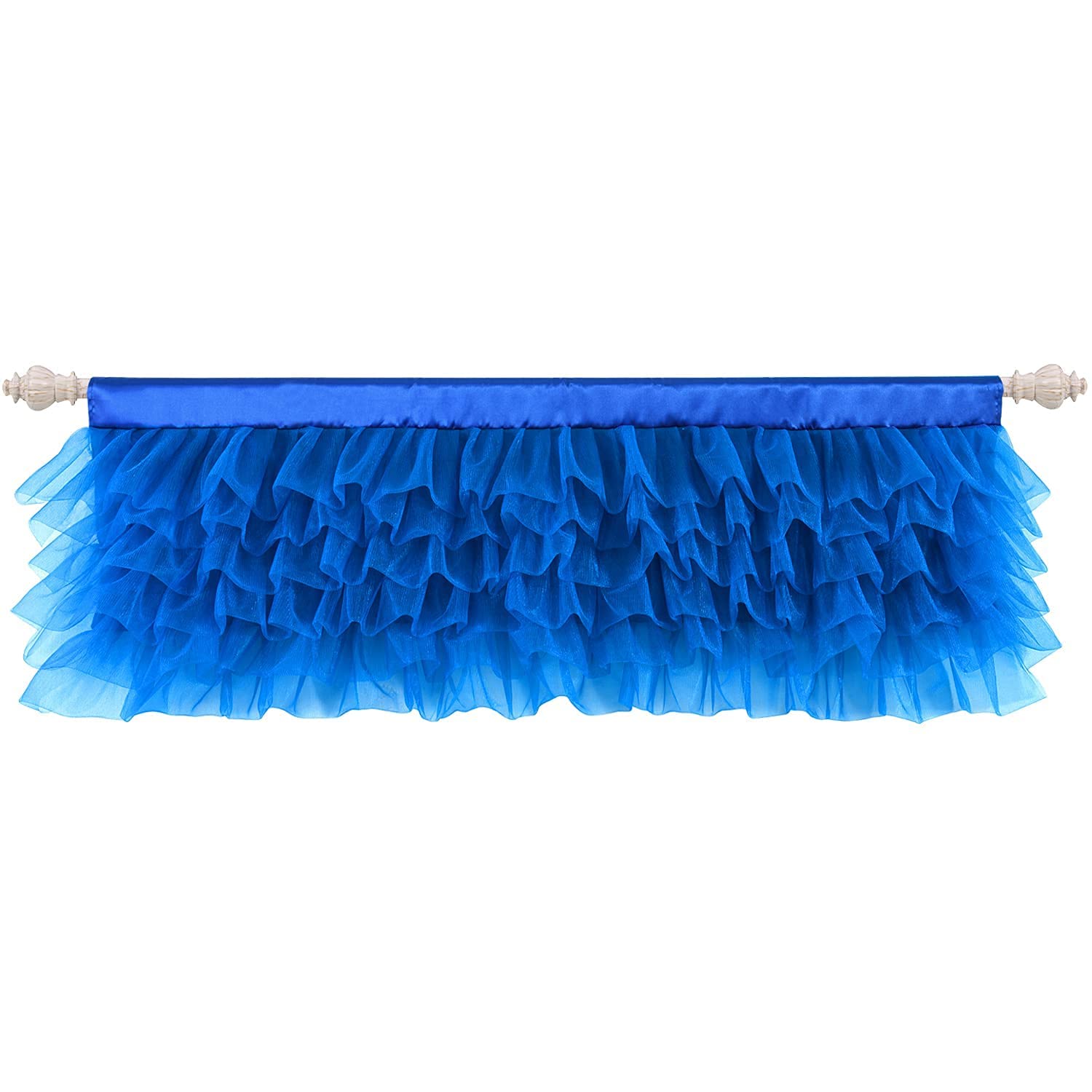 Besutolife Blue Tulle Valance Curtain - Ruffled Window Valance for Baby Boy Nursery, Home Decor, Birthday Party & Special Events - Elegant Window Treatment for Nursery Room & Bedroom Decorations