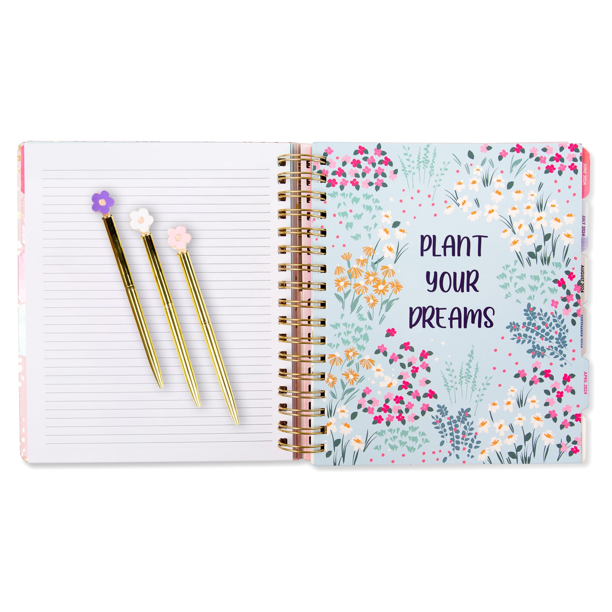 Votum 18-Month Large Academic Planner 2025-2026 (January 2025 - June 2026) - Daily Weekly Monthly Organizer with Twin-Ring Binding, Blue Floral Design, 3 Sticker Sheets & Notes Pages - Perfect for School, Work, College Students & Office Professionals