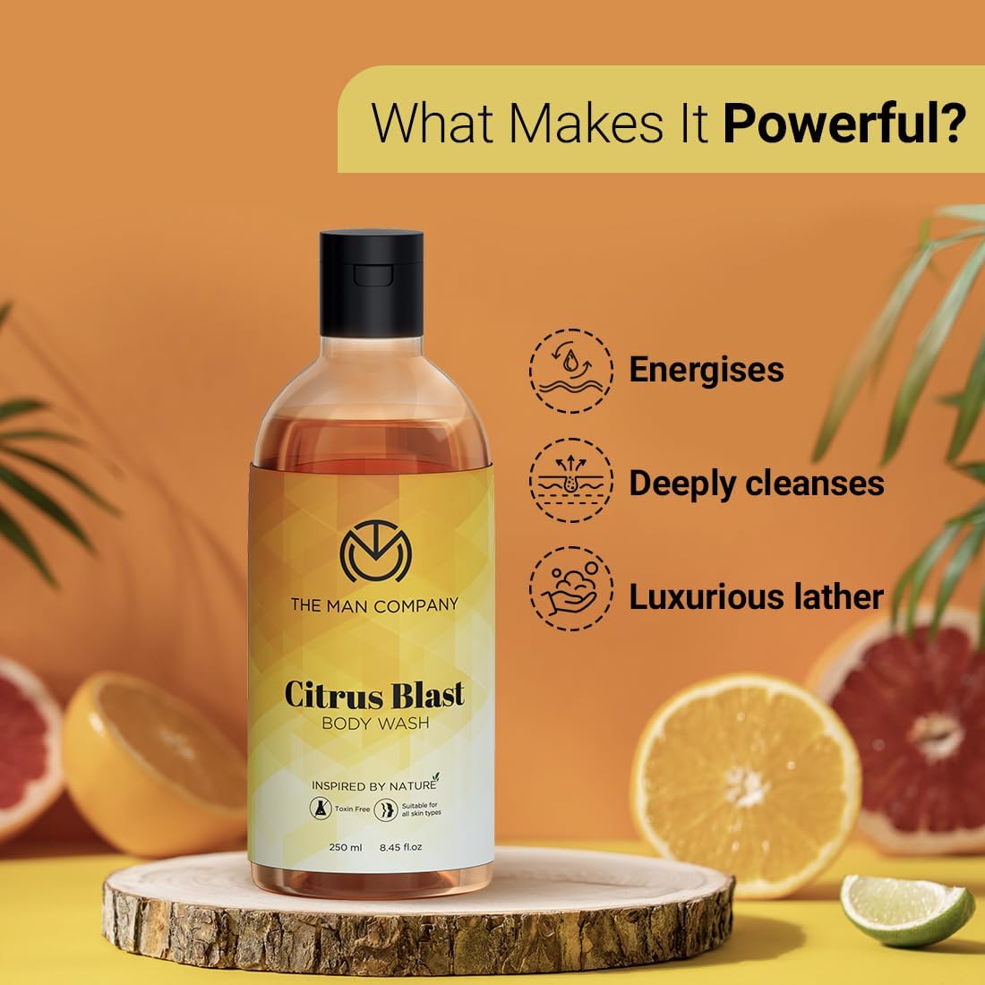 Citrus Blast Perfumed Body Wash for Men - 3 Pack (250ml Each) | Energizing Shower Gel for Deep Cleansing & Cooling Refreshment | Toxin-Free Formula | Perfect for Morning Showers & Post-Workout Revitalization