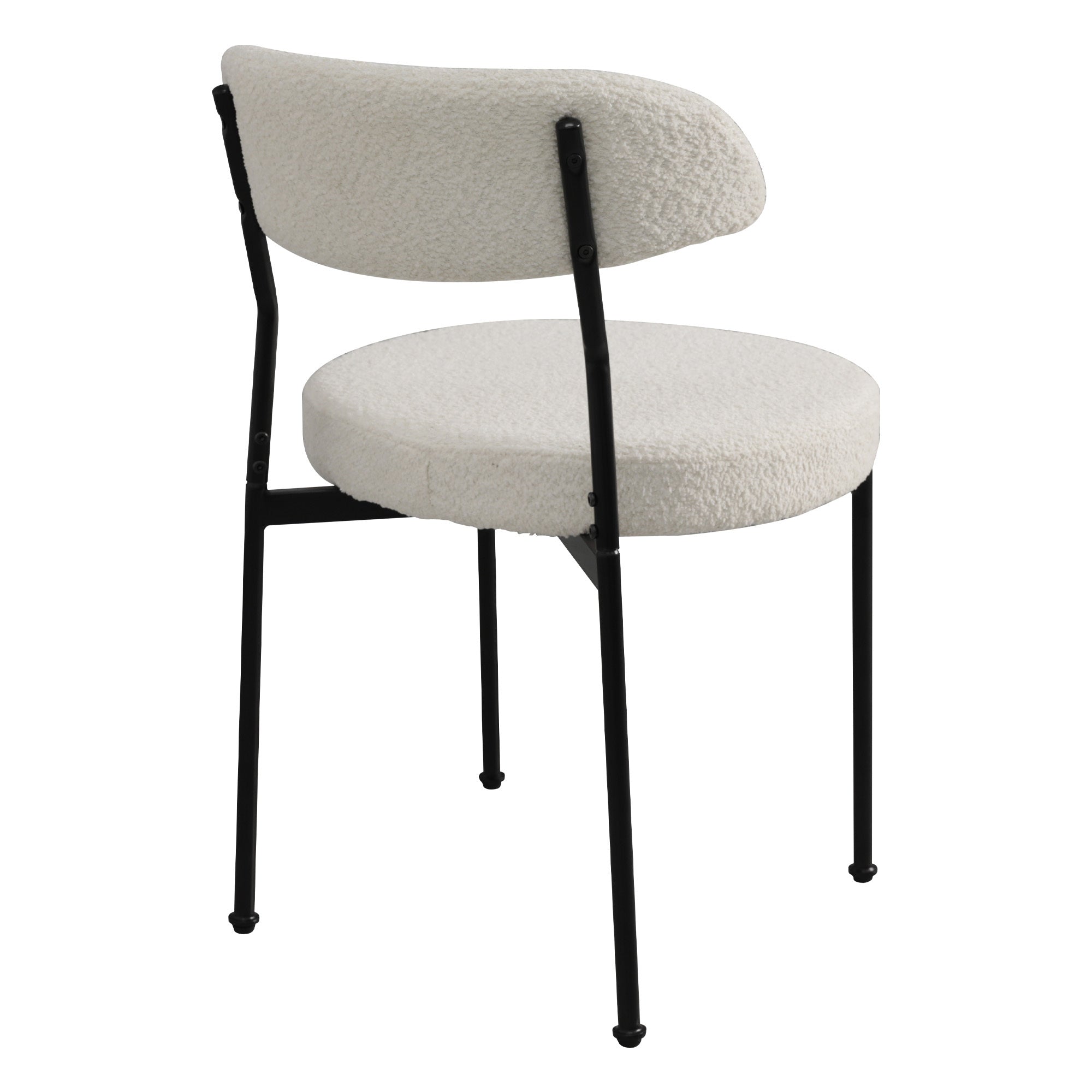 Boucle Upholstered Dining Chairs Set of 4 - Curved Backrest & Metal Legs, Beige Modern Kitchen Chairs for Dining Room, Restaurant, or Cafe