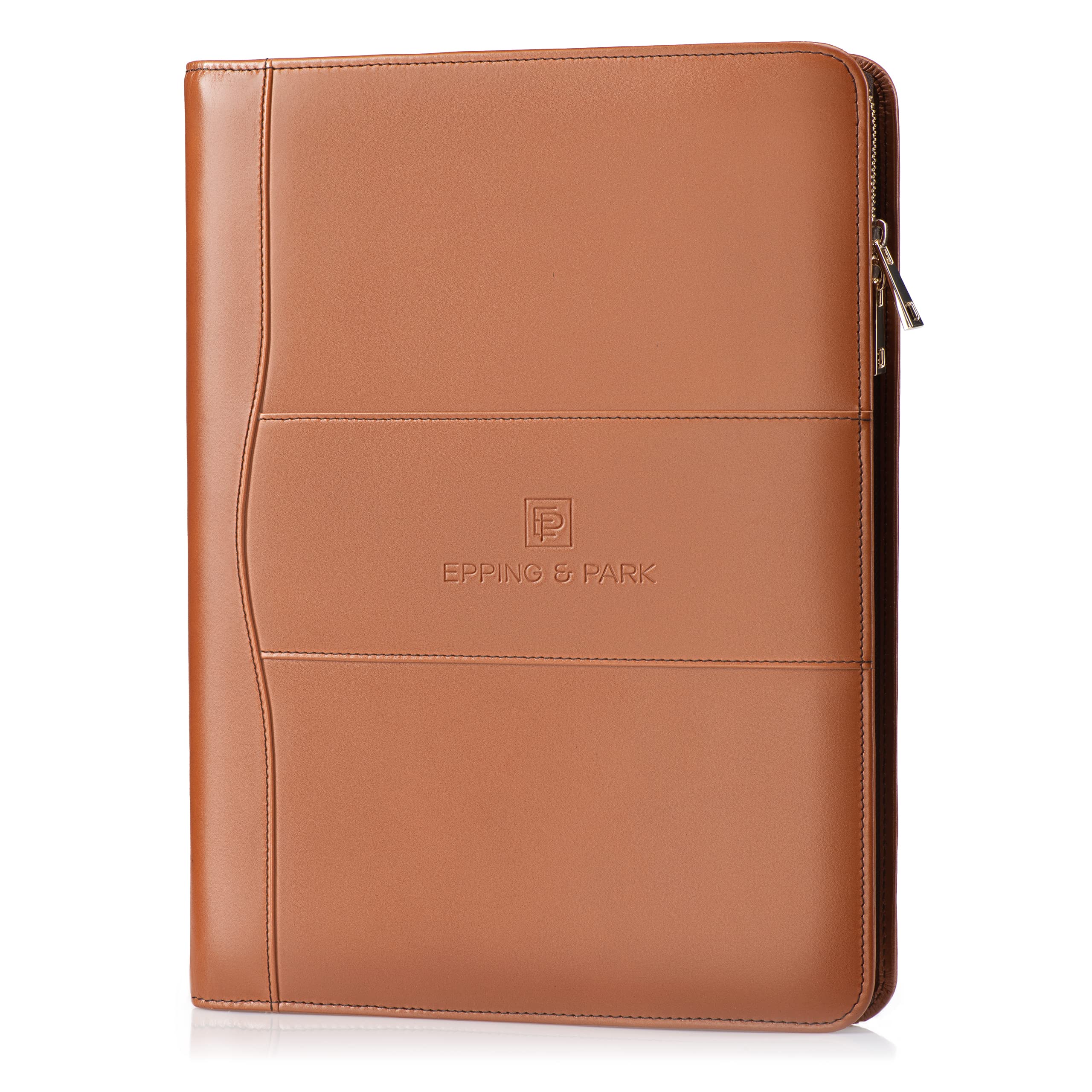 Premium Handmade Italian Leather Portfolio Binder - 3 Ring Executive Organizer for Men & Women | Full Grain Leather Padfolio | Letter Size Notepad Holder (Tan) | Perfect for Business Meetings, Office Work & Professional Presentations