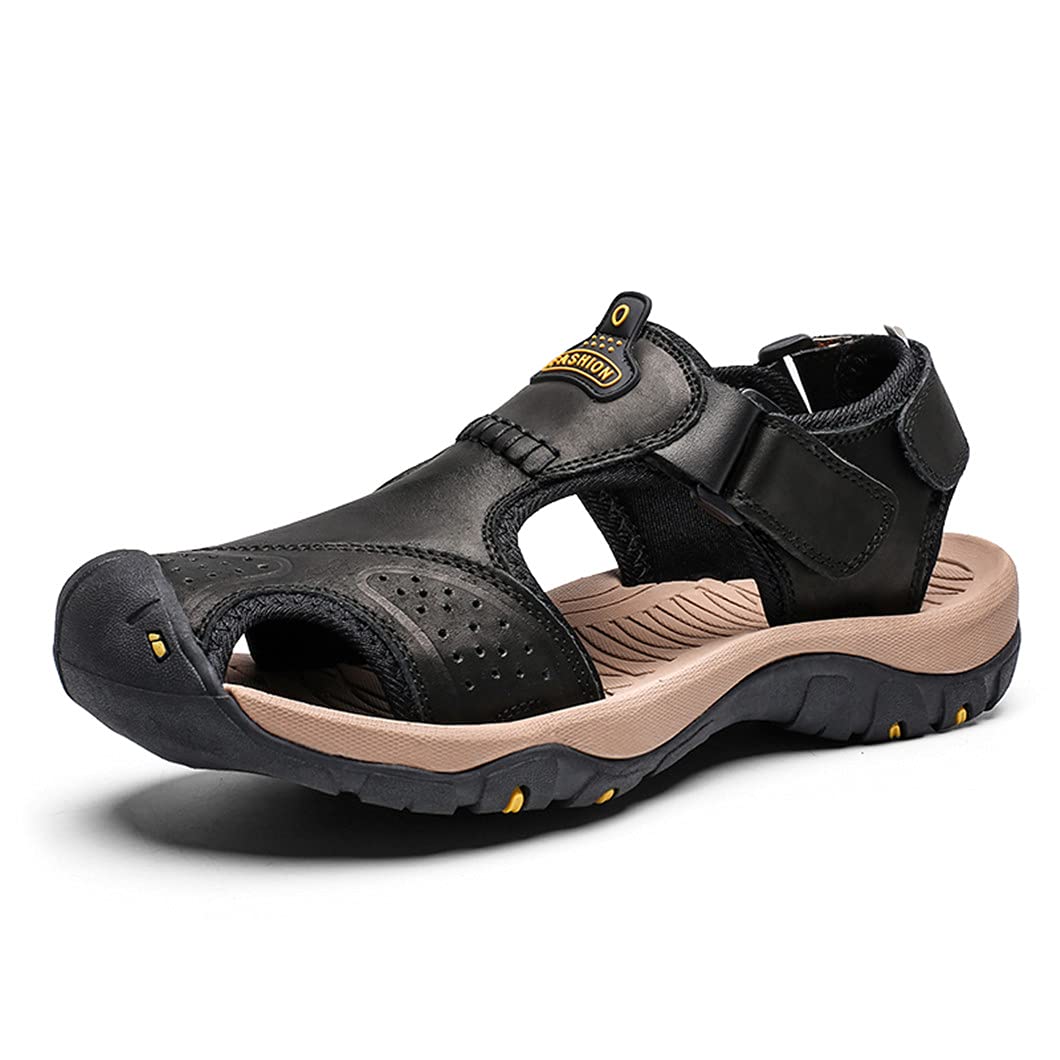 USDBE Genuine Leather Cowhide Men's Sandals - Lightweight Summer Beach Slippers & Outdoor Hiking Sneakers for Beach, Travel, and Casual Wear