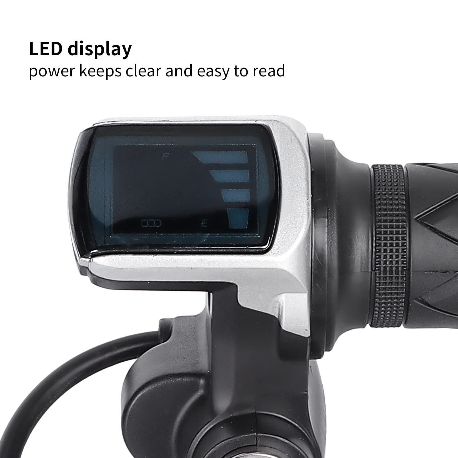 60V Electric Bike Scooter Throttle Grip Set with LED Digital Meter & Power Switch - Replacement Hand Throttle for E-Bike Handlebar - Perfect for Commuting, Off-Road & Urban Riding