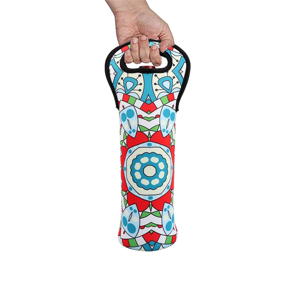 Insulated Neoprene Wine Tote Bag - Single Bottle Wine Carrier with Built-in Holder for Travel, Picnics & Outdoor Events