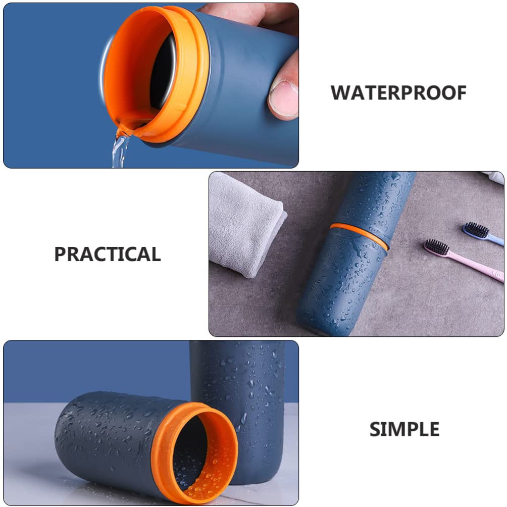 Veemoon Travel Toothbrush Holder Set - Portable Toothpaste & Electric Toothbrush Storage Cup with Lid, Compact Cylinder Design for Bathroom Organization | Perfect for Camping, Gym, Business Trips & Home Use