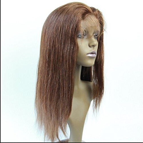 DaJun 10-Inch Short Brazilian Virgin Remy Human Hair Lace Front Wig - Natural Straight #4 Light Brown | Invisible Part, Breathable & Comfortable | Perfect for Daily Wear, Cosplay & Fashion Styling