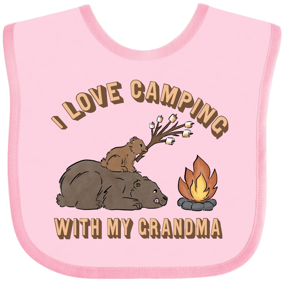 Inktastic I Love Camping with My Grandma Baby Bib - Cute & Absorbent Infant Feeding Bib for Outdoor Adventures, Family Trips & Grandparent Bonding Moments