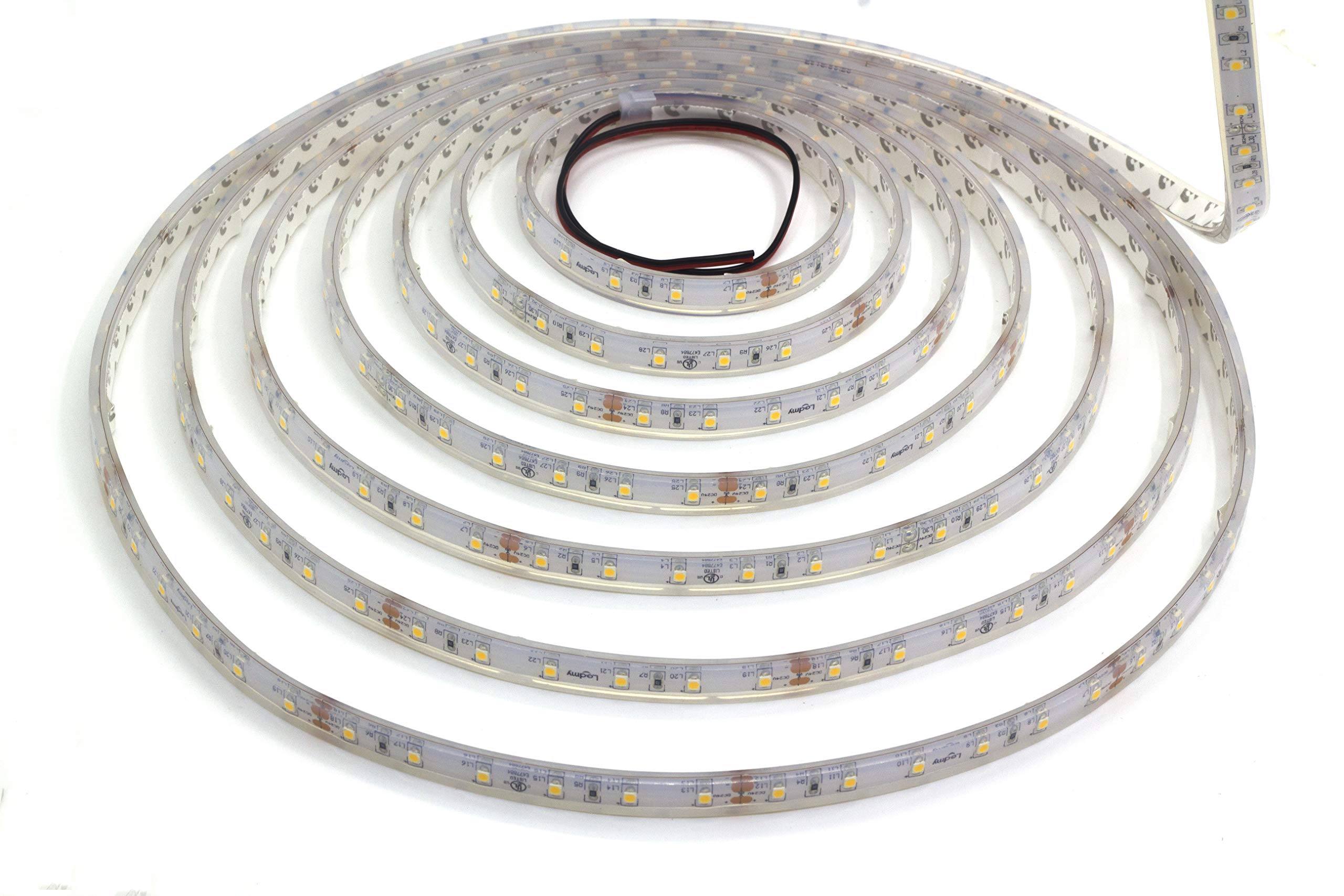 DC24V Flexible LED Strip Light - 300 LEDs SMD3528 IP68 Waterproof Tape Light, 16.4FT/5M Warm White 3000K for Home, Commercial & Outdoor Lighting - Perfect for Bedrooms, Kitchens, Gardens, and Decorative Projects