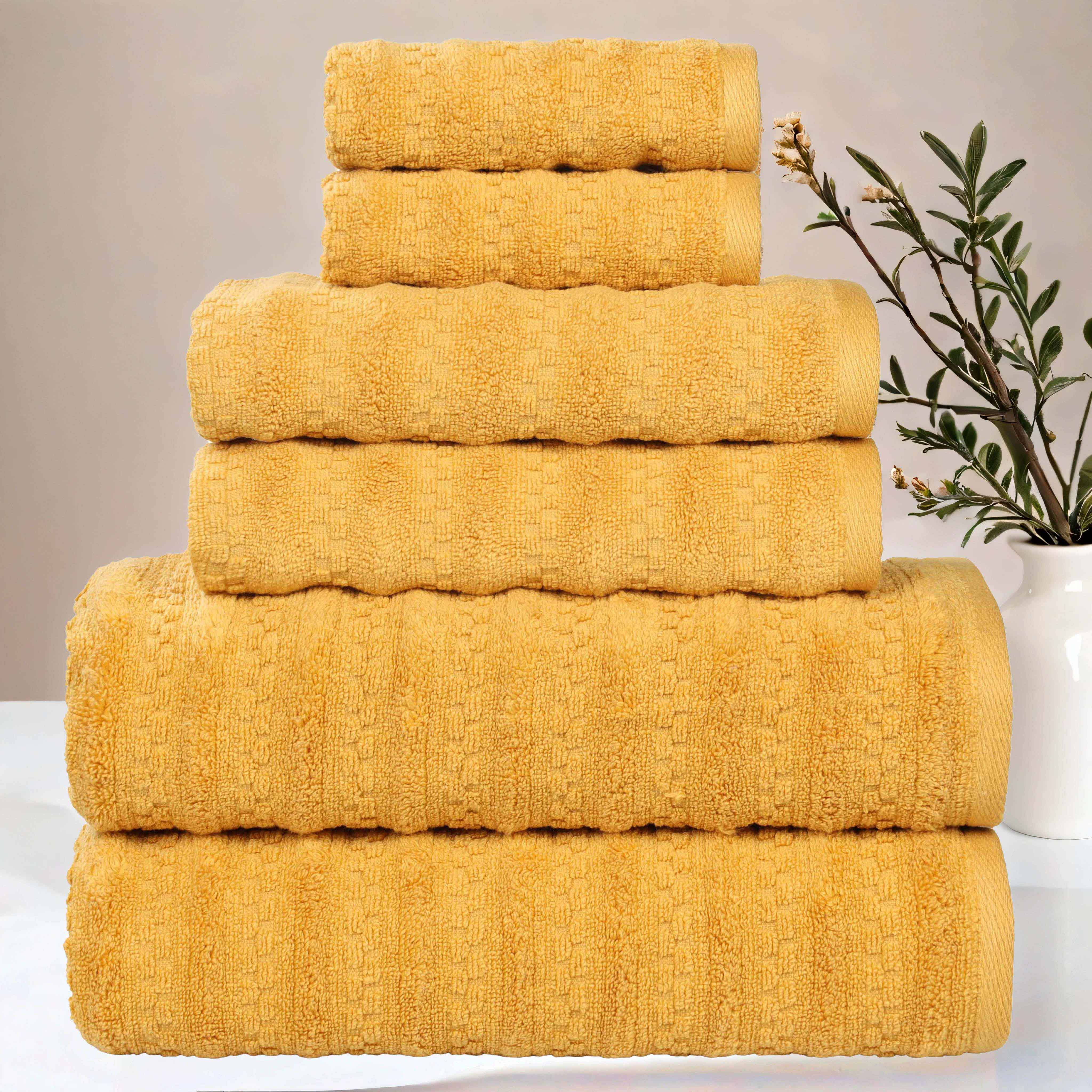 Zuma Zero Twist Cotton Medium Weight Soft Absorbent 6-Piece Bath Towel Set - Premium Luxury Towels for Spa, Bathroom & Beach Use