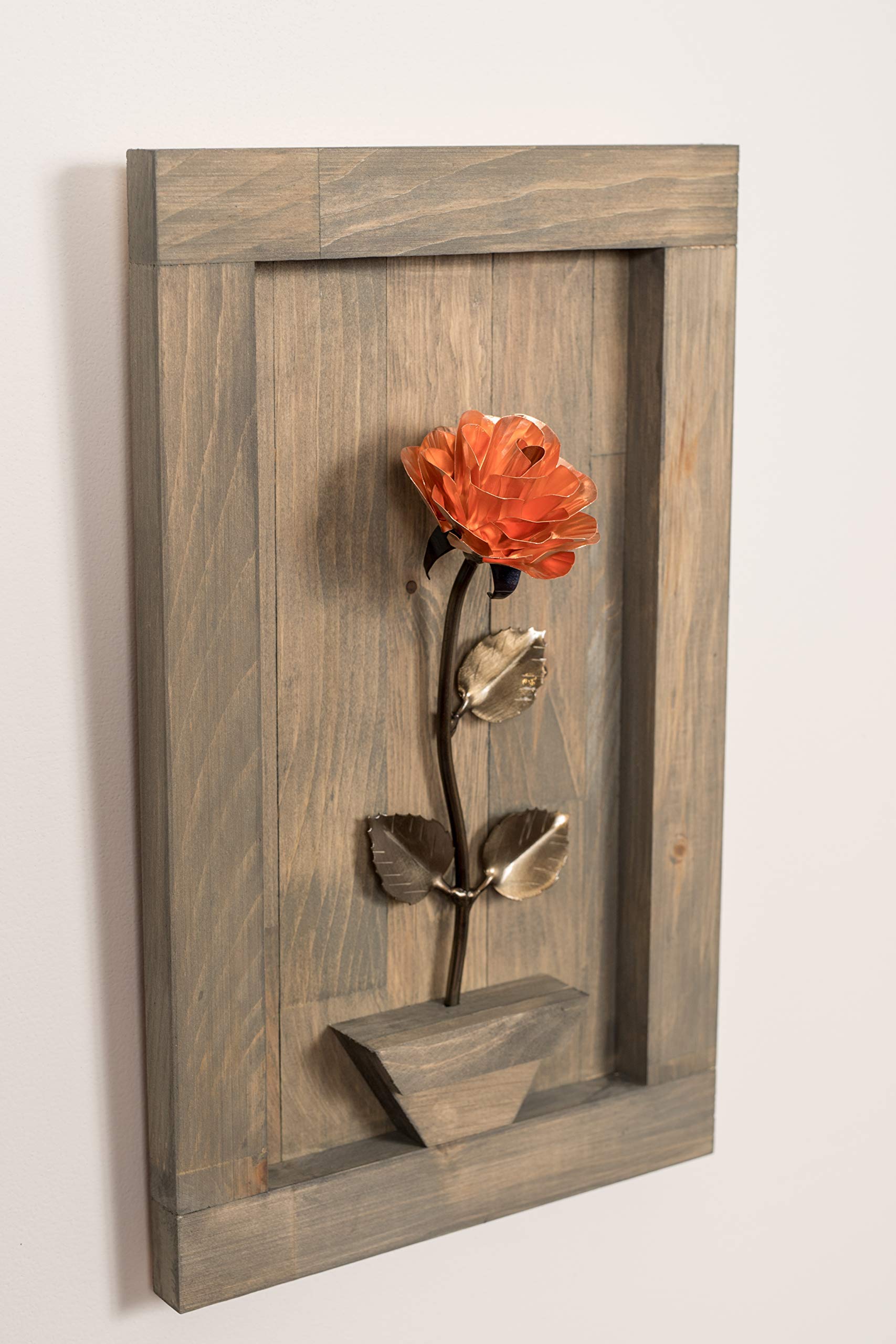 7th Wedding Anniversary Gift - Personalized Framed Copper Rose for Couples, Romantic Home Decor & Unique Keepsake Present