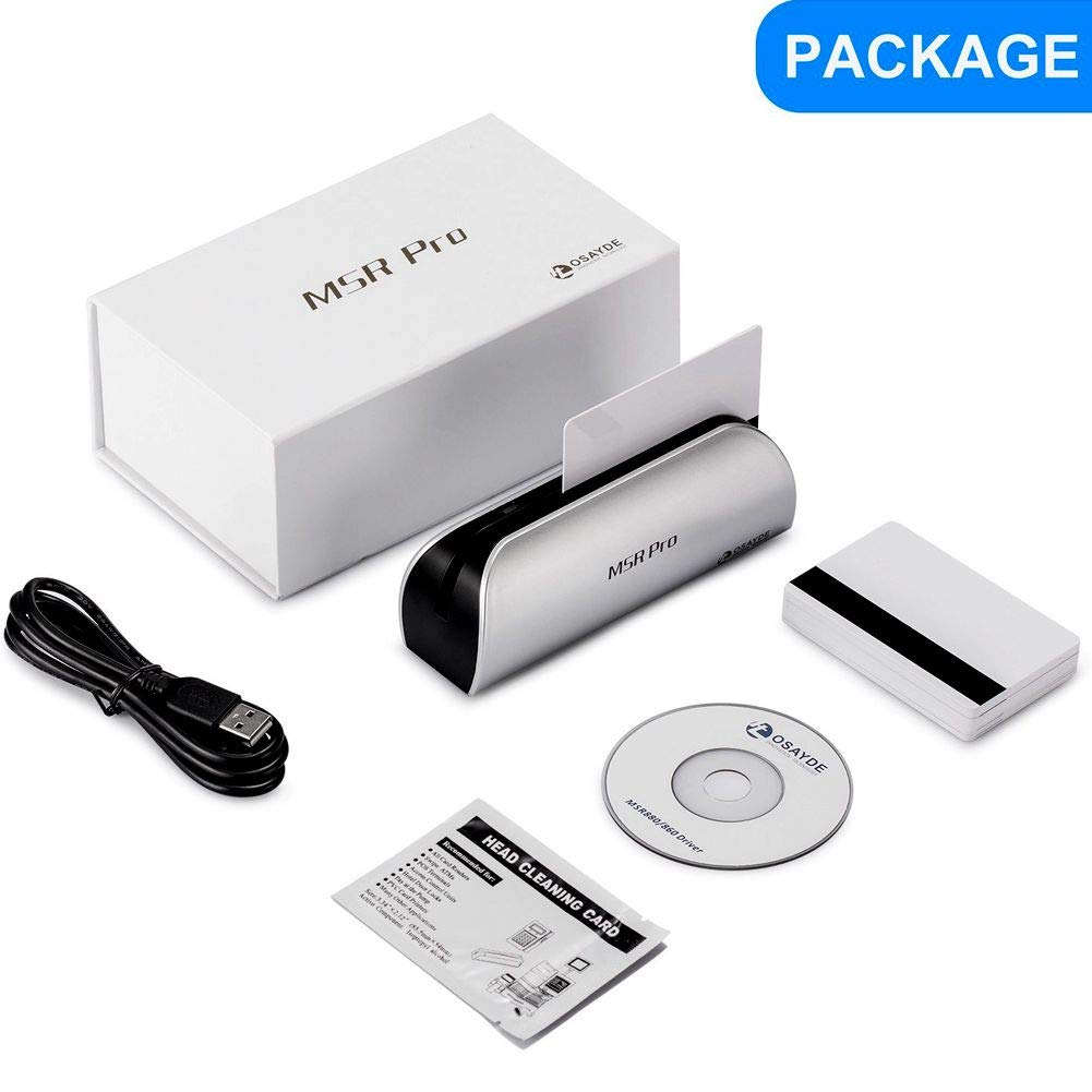 OSAYDE PRO USB Magnetic Credit Card Reader Writer Encoder Kit with 10 Blank Cards - Secure Payment Processing for Small Business & Retail Stores
