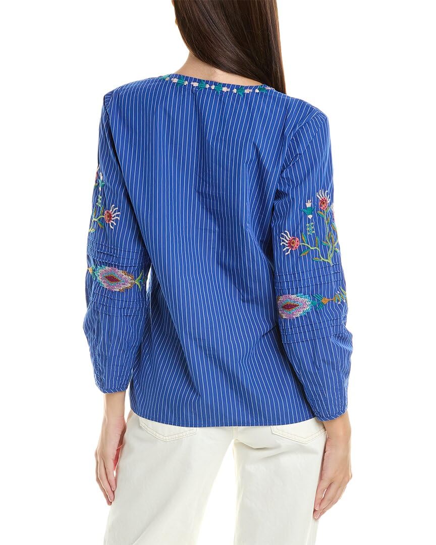 Johnny Was Gabriella Pintuck Blouse - Women's Boho Chic Embroidered Top for Casual & Dressy Occasions