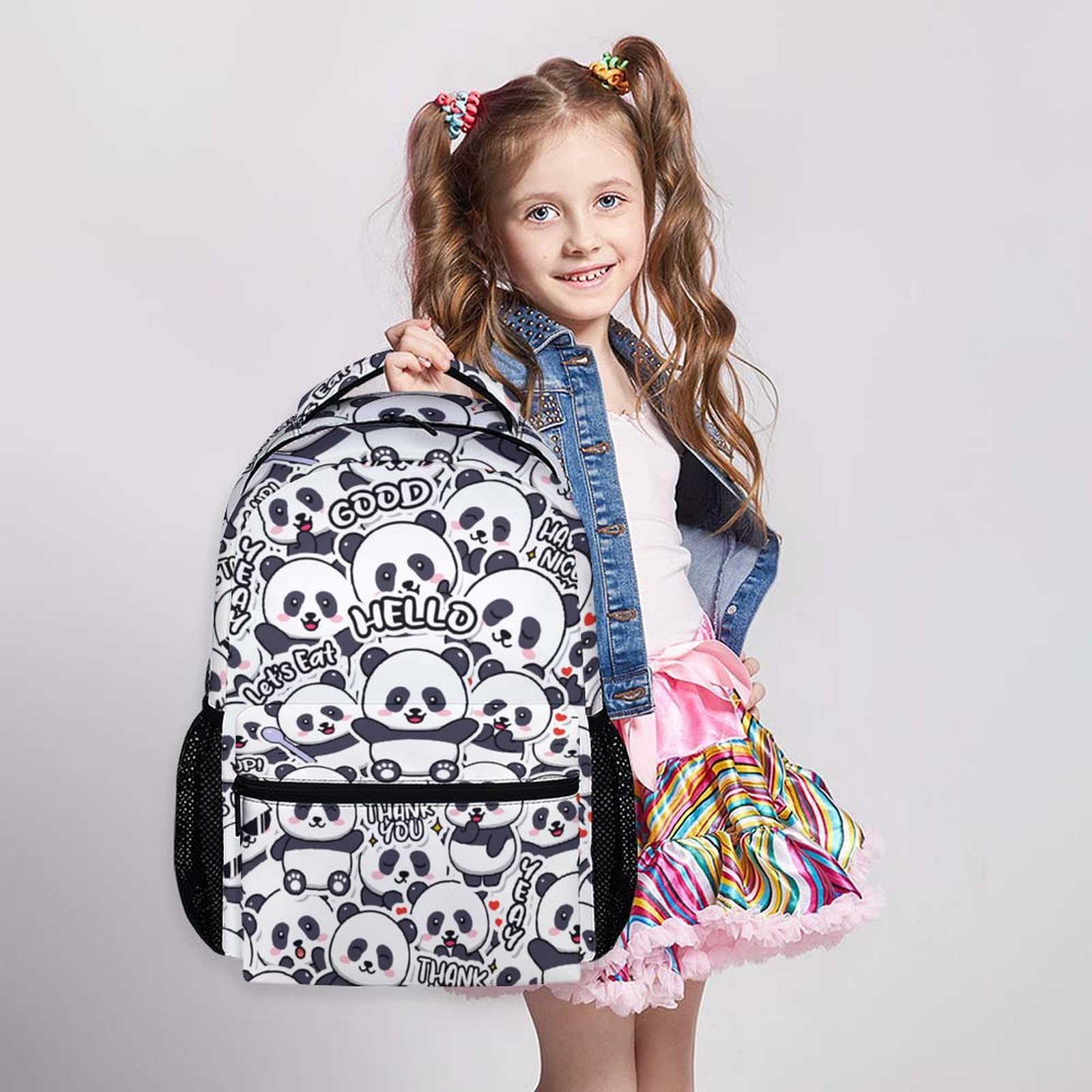 Cute Panda Backpack for Girls - Lightweight 17 Inch School Bookbag for Kids & Teens - Perfect for School, Travel, and Everyday Use