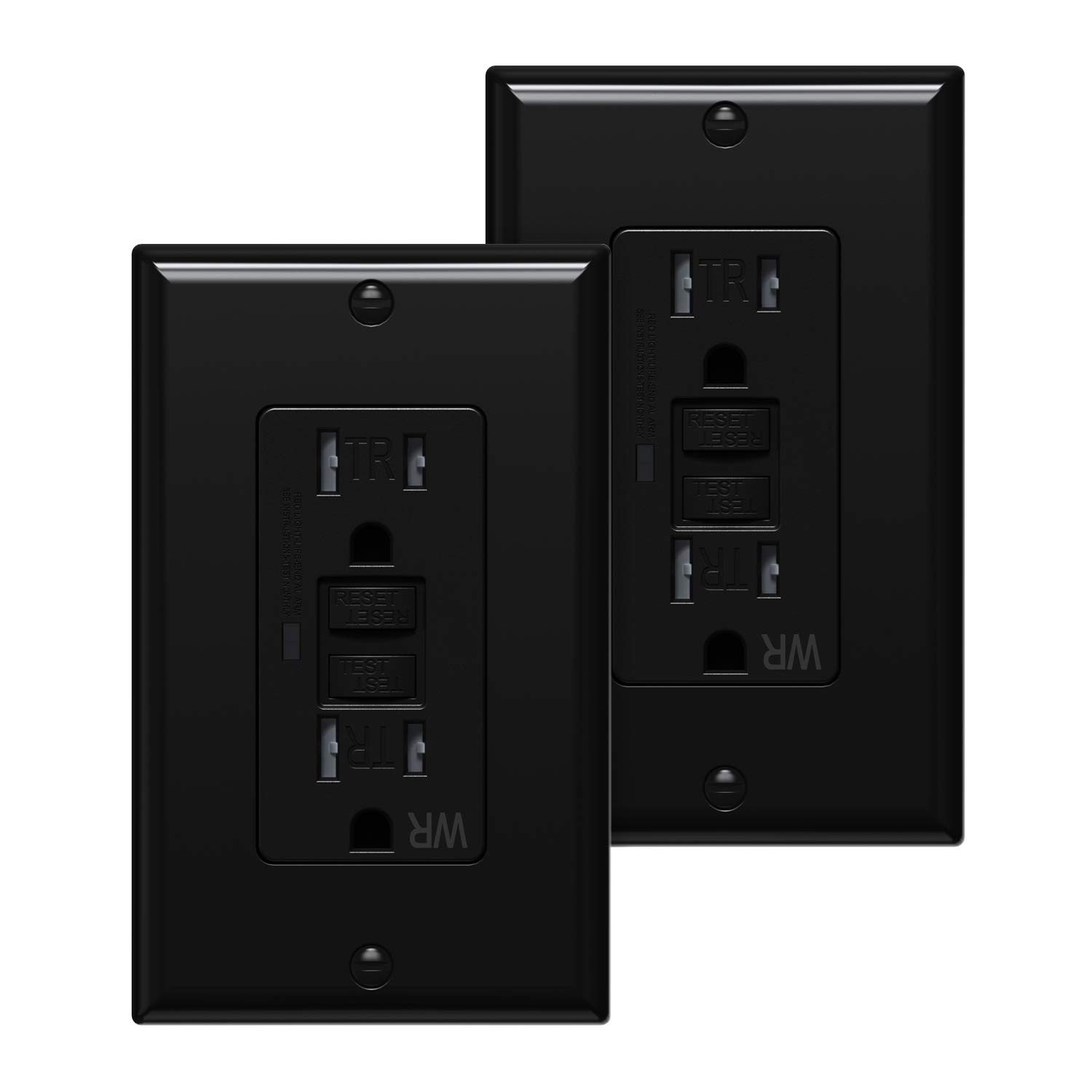 2-Pack WEBANG Self-Test GFCI Outlet with LED Indicator - Tamper & Weather Resistant, 15A/125V, UL Listed (Includes Wall Plates & Screws) - Perfect for Bathrooms, Kitchens & Outdoor Use