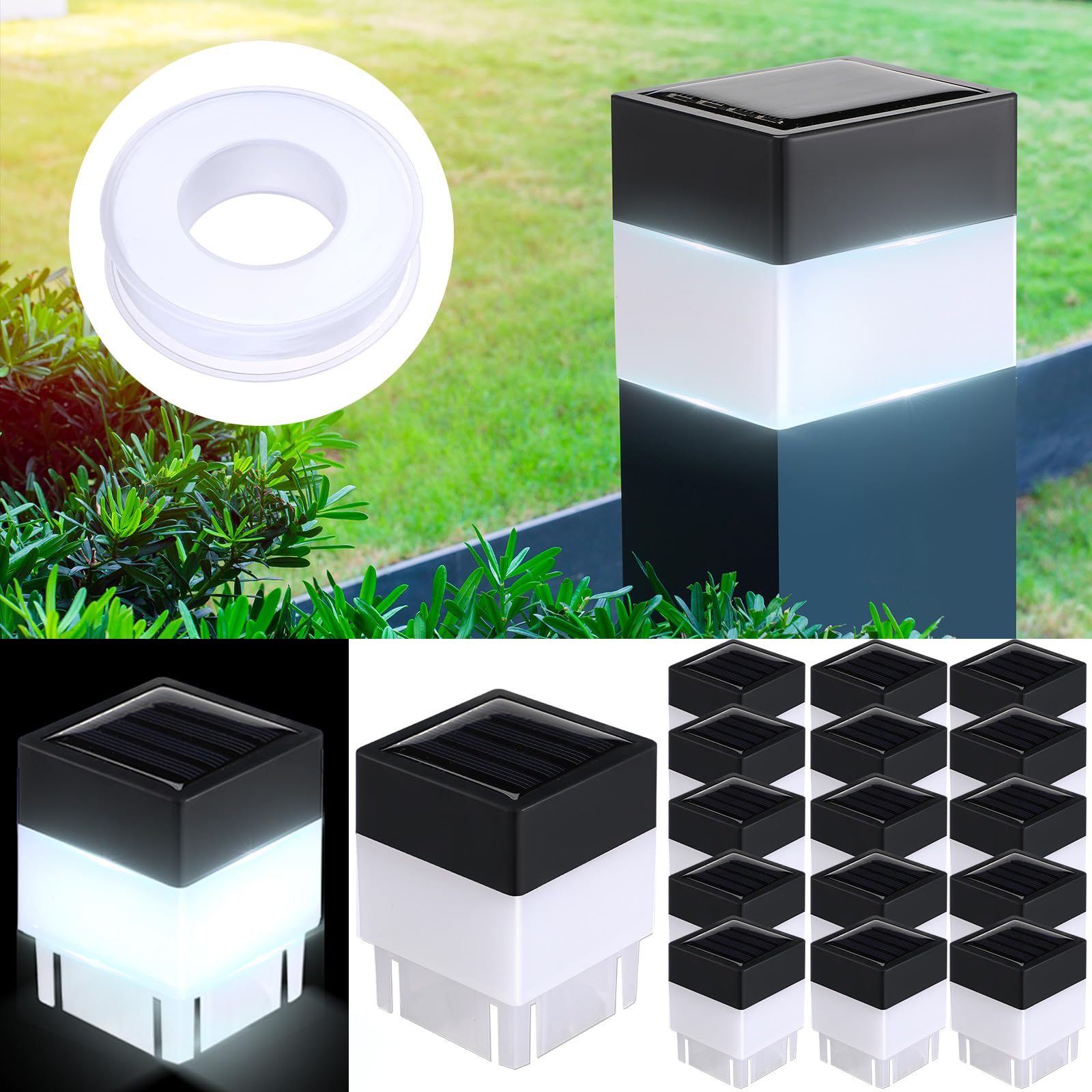 20 Pack Solar Fence Post Cap Lights - 2x2 Inch Waterproof Outdoor Solar Lights for Garden, Fence, Gazebo, Pathway & Wall Decor - Energy Saving White LED Lights (Perfect for Backyard, Patio & Landscape Lighting)