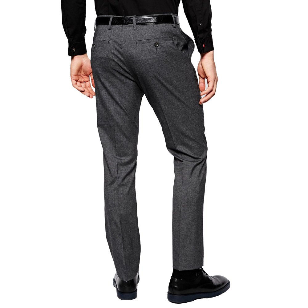 HBDesign Men's Iron-Free Slim Fit Dress Pants for Business & Formal Occasions - Grey Office Trousers for Work, Weddings & Professional Events