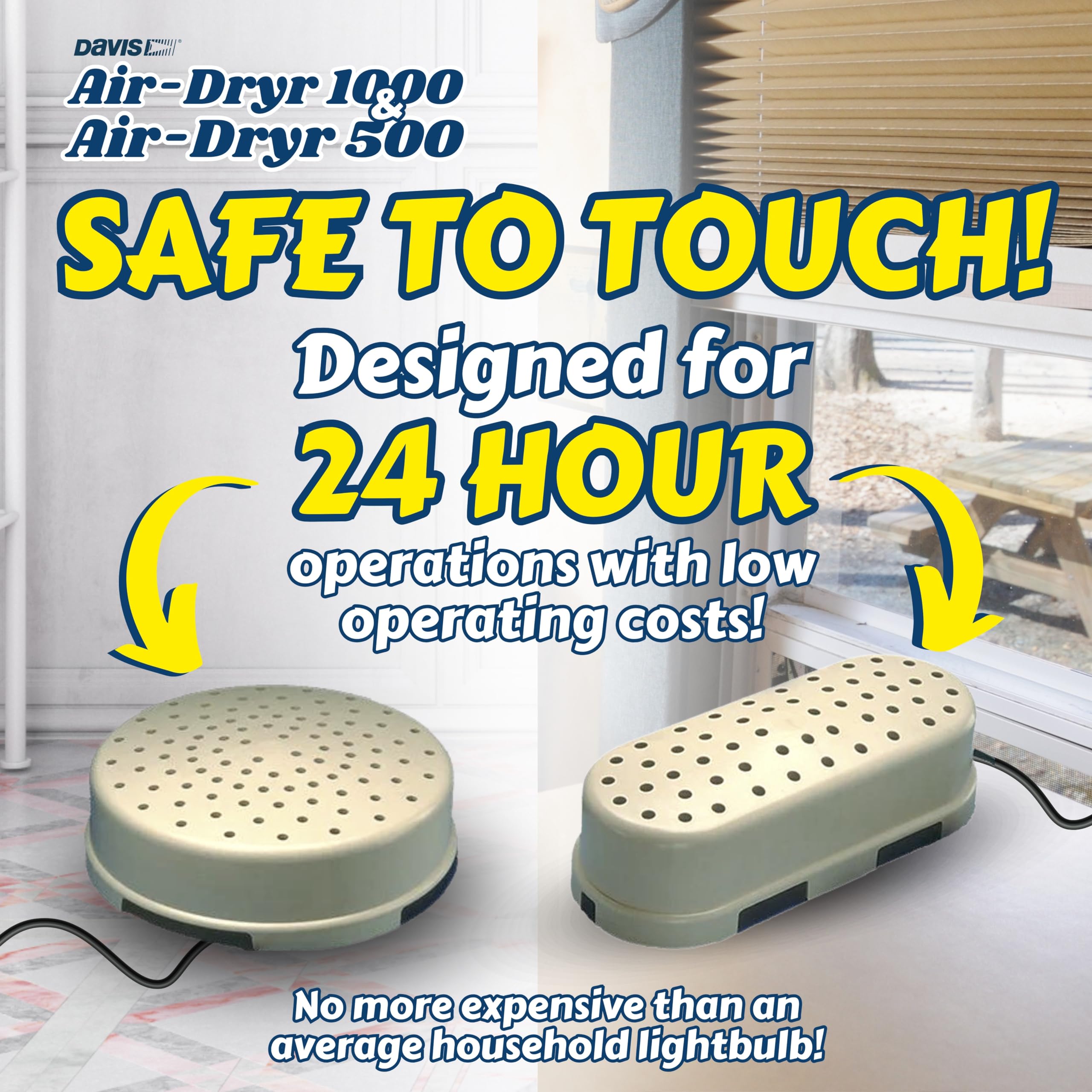 Davis Air-Dryr 500 & 1000 2-Pack Bundle - Ultra Quiet Dehumidifier for Moisture Control - Portable Air Dryer for RV, Camper, Bathroom, Bedroom, Closet - Perfect for Small Spaces, Travel & Home Use