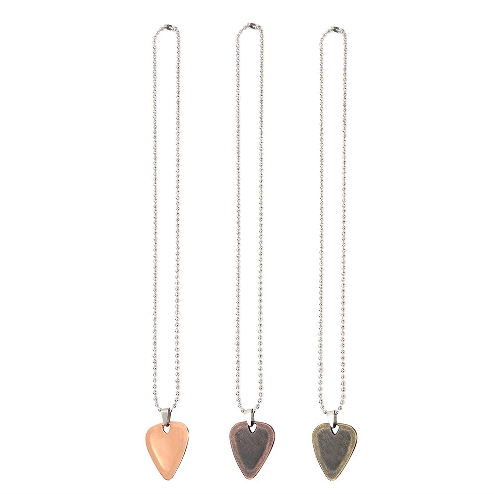 01 Guitar Pick Necklace - Personalized Guitar Pick Pendant Chain (3Pcs) - Custom Musical Instrument Jewelry Gift for Women & Men - Perfect for Musicians, Guitar Lovers & Music Festival Accessories