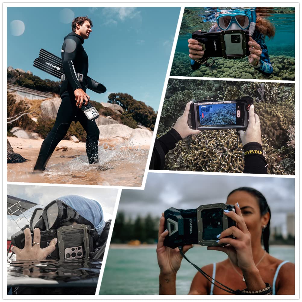 DIVEVOLK Waterproof Underwater Touchscreen Housing Case for iPhone 12/13/14/15 Series - Compatible with iPhone 12 Pro Max/13 Pro/14 Pro Max/15 Pro/16 Pro Max - Perfect for Snorkeling, Scuba Diving & Underwater Photography