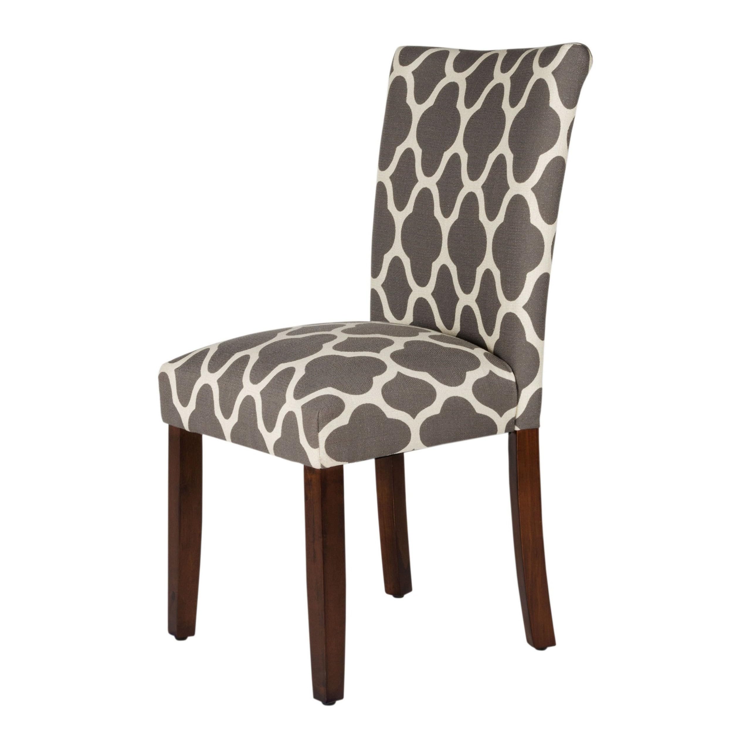HomePop Parsons Classic Upholstered Dining Chairs Set of 2 - Grey and Cream Geometric Pattern Modern Accent Chairs for Dining Room, Kitchen, Office or Living Room Decor