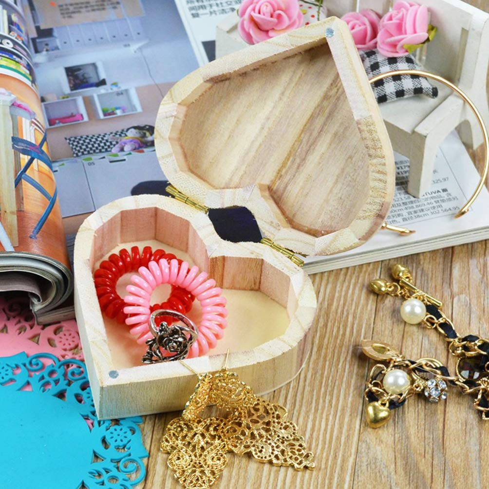 EXCEART 2-Piece Unfinished Heart Shaped Wooden Jewelry Box Set - DIY Craft Storage for Rings, Necklaces & Small Treasures - Perfect for Valentine's Gifts, Wedding Favors & Home Organization