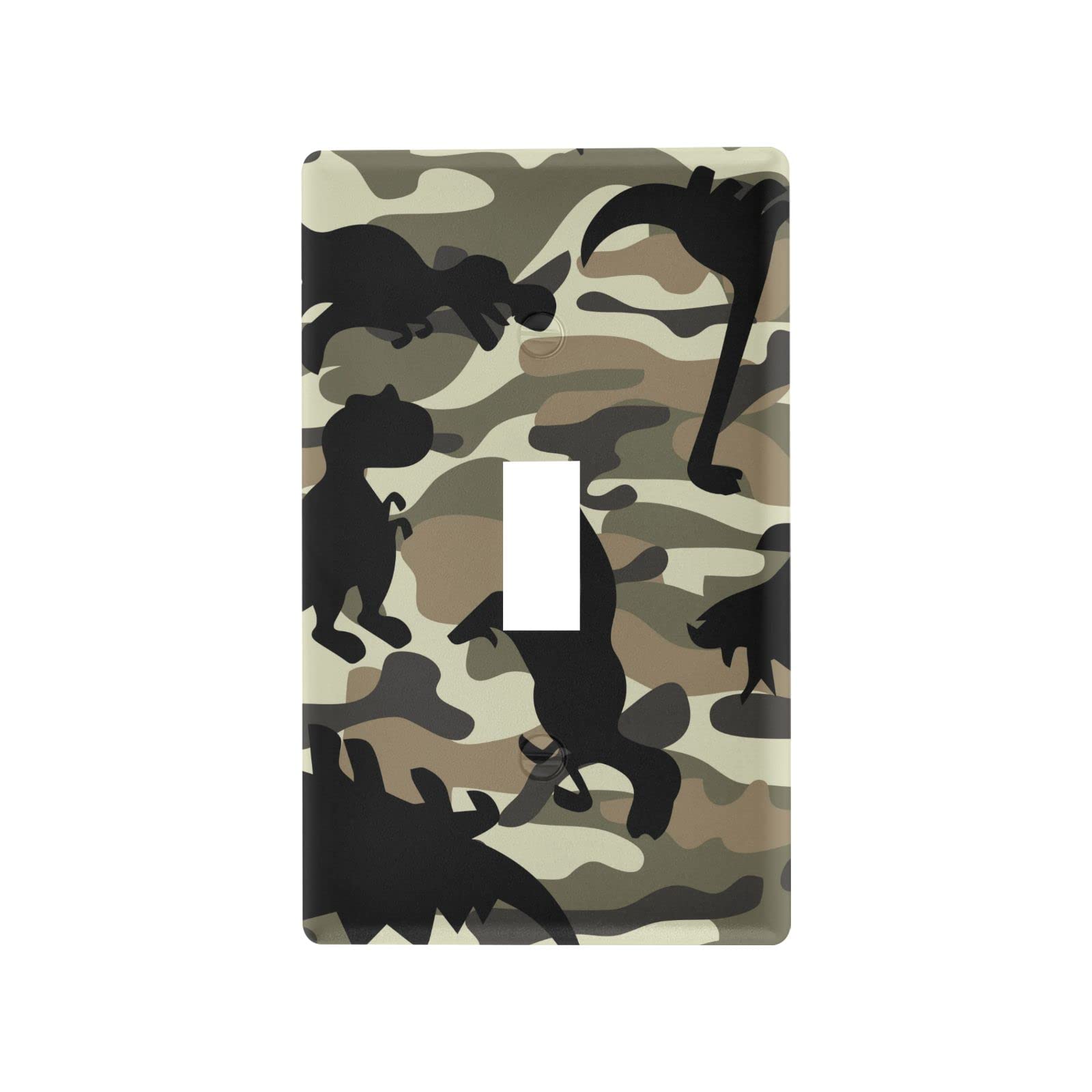 Dinosaur Camouflage Light Switch Plate Cover - Glaphy Green Single Toggle Wall Plate Outlet Cover for Home & Bedroom Decor | Perfect for Kids Rooms, Themed Nurseries, and Dinosaur Lovers