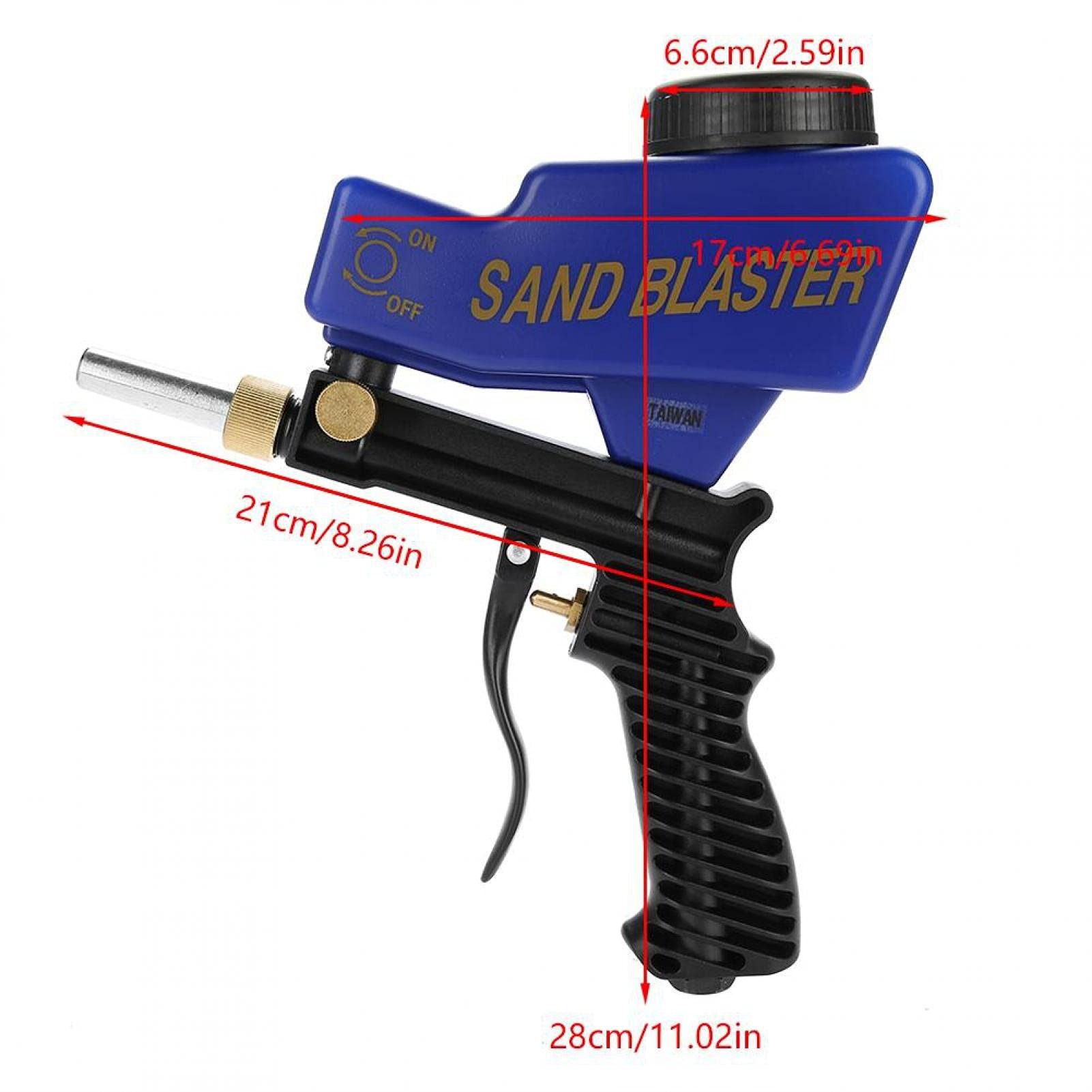 KIMISS Portable Sand Blaster Gun Kit - Pneumatic Handheld Sandblasting Tool for Paint & Rust Removal (Blue) | Ideal for Auto Body Repair, Metal Surface Cleaning & DIY Projects