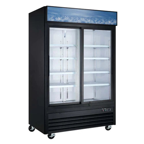 G53S B 53 Inch Commercial Double Sliding Glass Door Merchandiser Refrigerator - Black | Perfect for Supermarkets, Convenience Stores & Restaurant Display