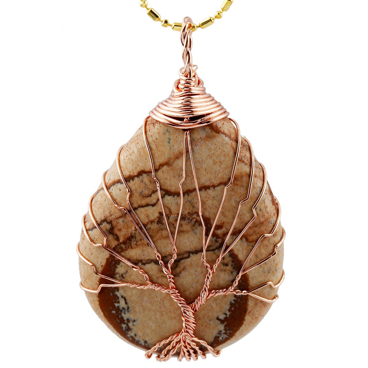 TUMBEELLUWA Tree Pendant Necklace for Women - Elegant Teardrop Shaped Healing Crystal Jewelry with Natural Gemstones | Perfect for Meditation, Yoga, Spiritual Healing & Everyday Wear