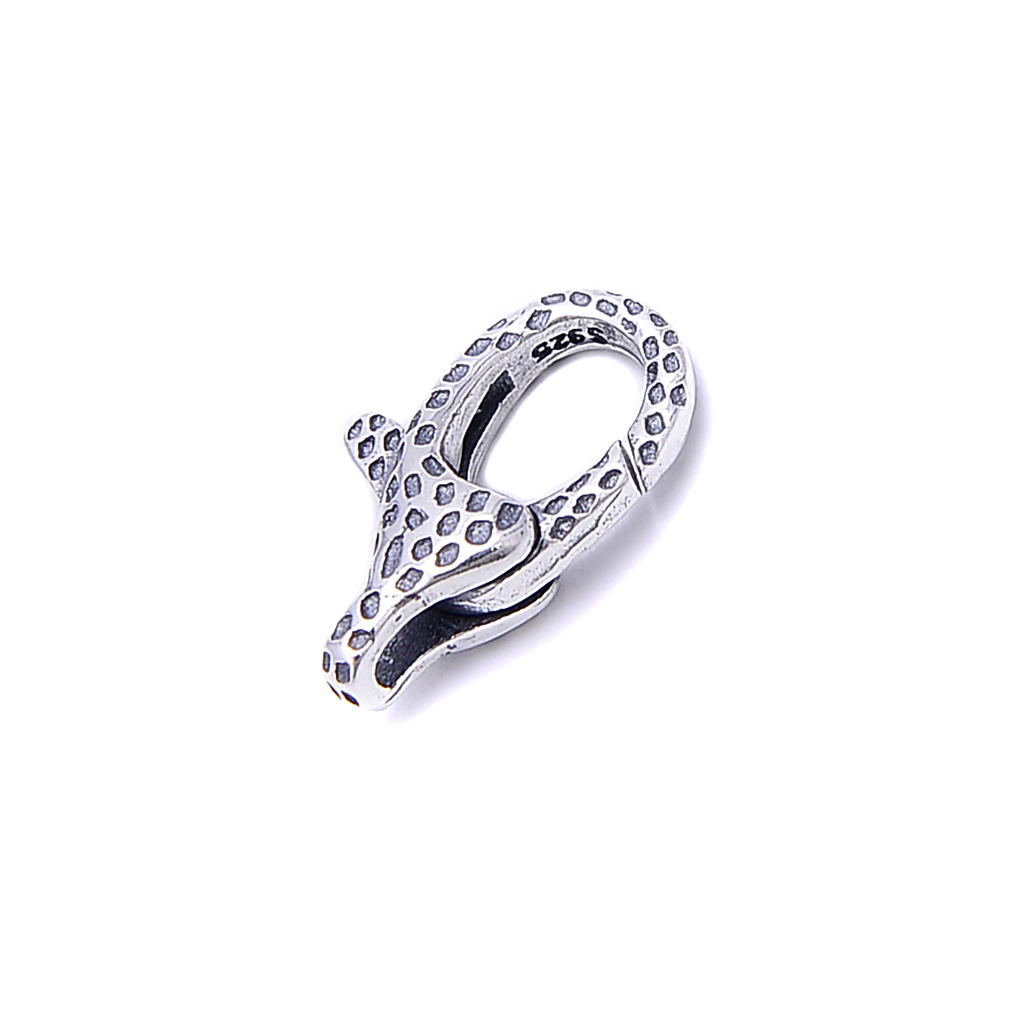 925 Sterling Silver Anti-Tarnish Leopard Carved Clasp - Size 8x14mm (2 Pcs/Bag) - Perfect for Jewelry Making, DIY Bracelets & Necklaces
