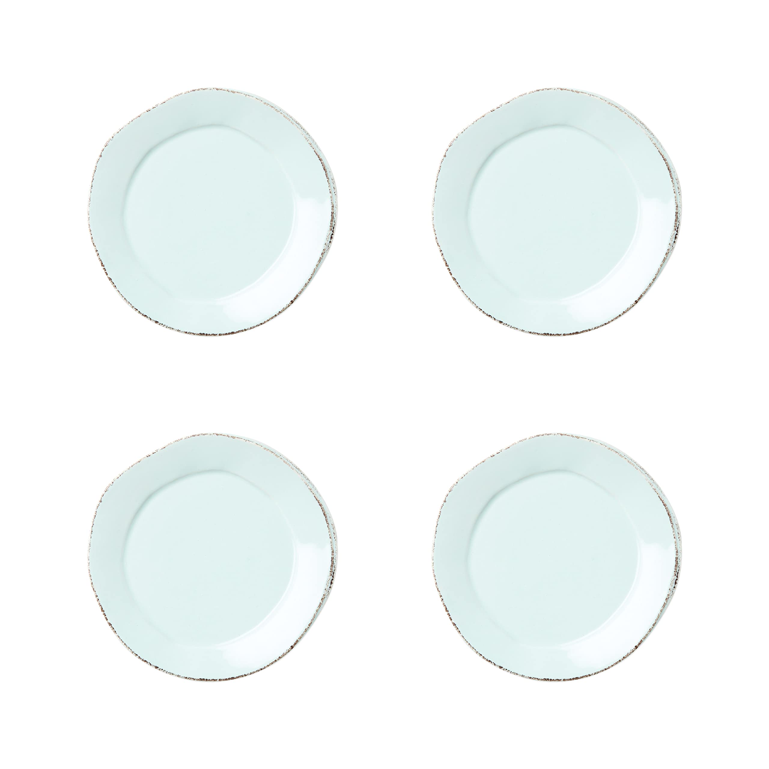 Vietri Italian Lastra Collection Aqua Salad Plates - Set of 4 Handmade Ceramic Dinnerware for Elegant Dining & Entertaining
