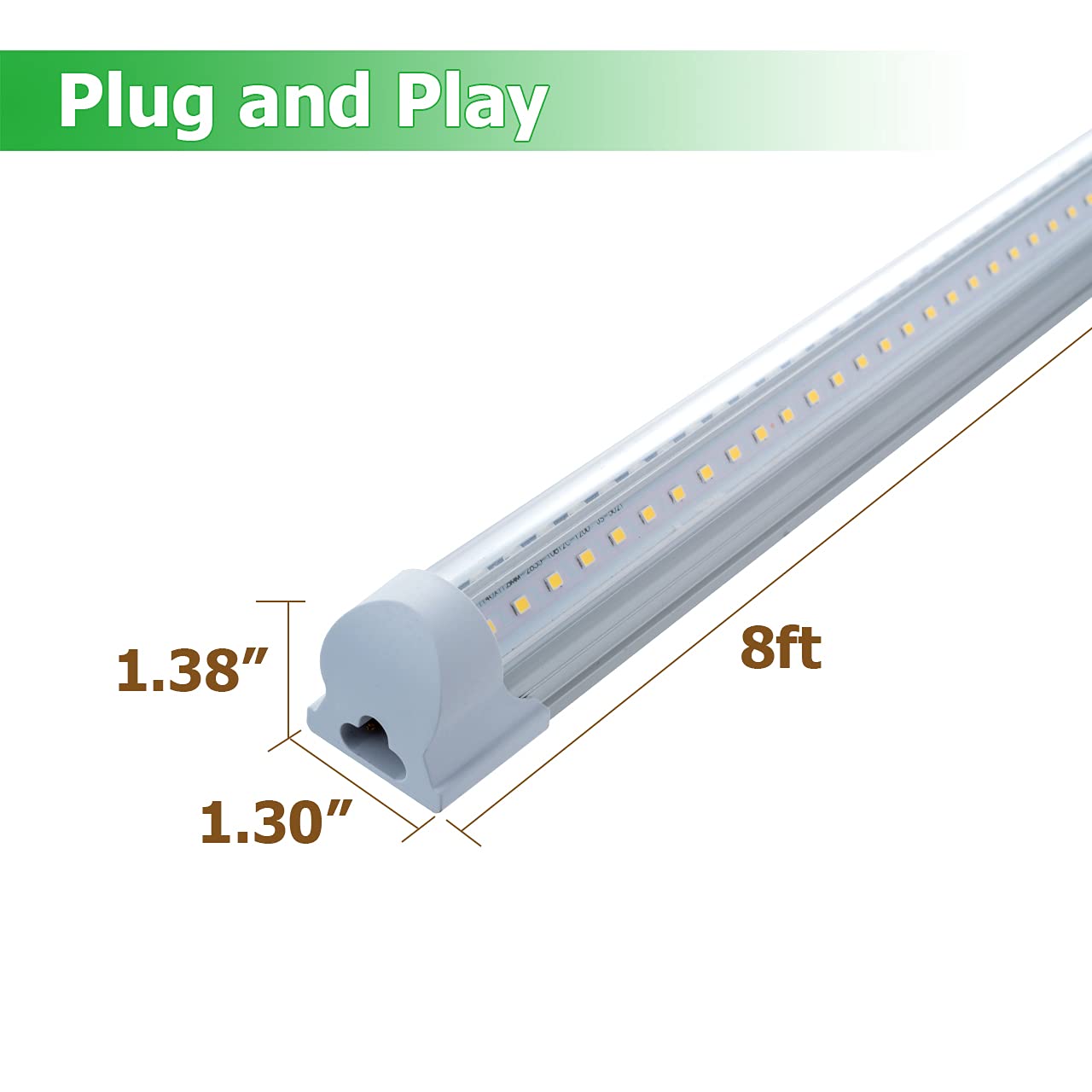 12 Pack LED Shop Light Fixture - 8FT 75W Integrated V-Shaped Tube Light, Linkable White Daylight 6000K Garage Lighting - Indoor Workshop Lights with On/Off Switch & Clear Cover - Perfect for Garages, Warehouses, and Commercial Spaces