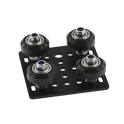 FUSHIBEARING Big V-Wheel Gantry with Plate for 2020V Aluminum Profile - Compatible with CNC Kossel Black Wheel & 3D Printer Parts - Perfect for DIY CNC Machines, 3D Printer Upgrades, and Industrial Automation Projects