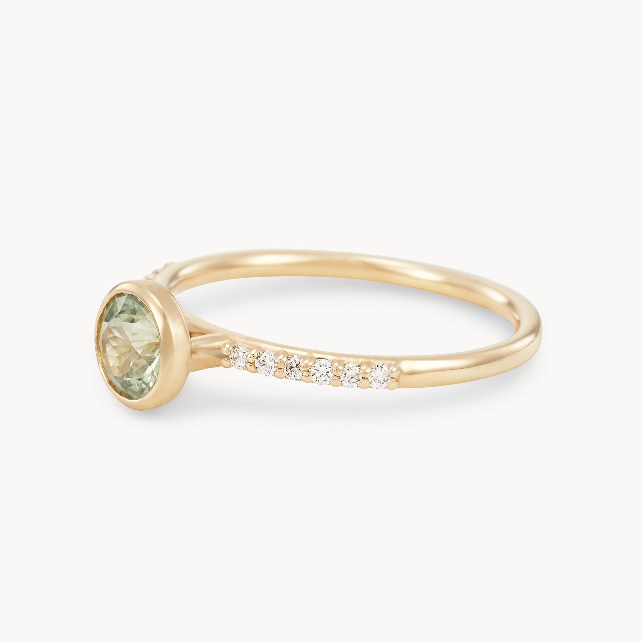 14K Yellow Gold Round Sapphire Moonglow Ring – Unique Handcrafted Jewelry for Women, Perfect for Weddings, Parties & Special Occasions