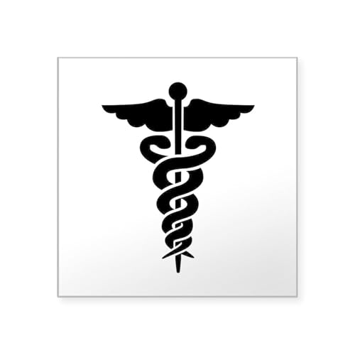 Clear - Medical Symbol Caduceus Square Sticker 3 X 3