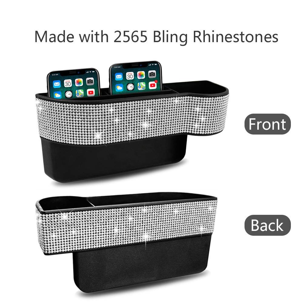 KONGDY Bling Car Seat Gap Filler Organizer - Premium Driver's Side Console Organizer with Cup Holder | Car Interior Accessories for Phone, Wallet & Keys | Perfect for Road Trips & Daily Commute