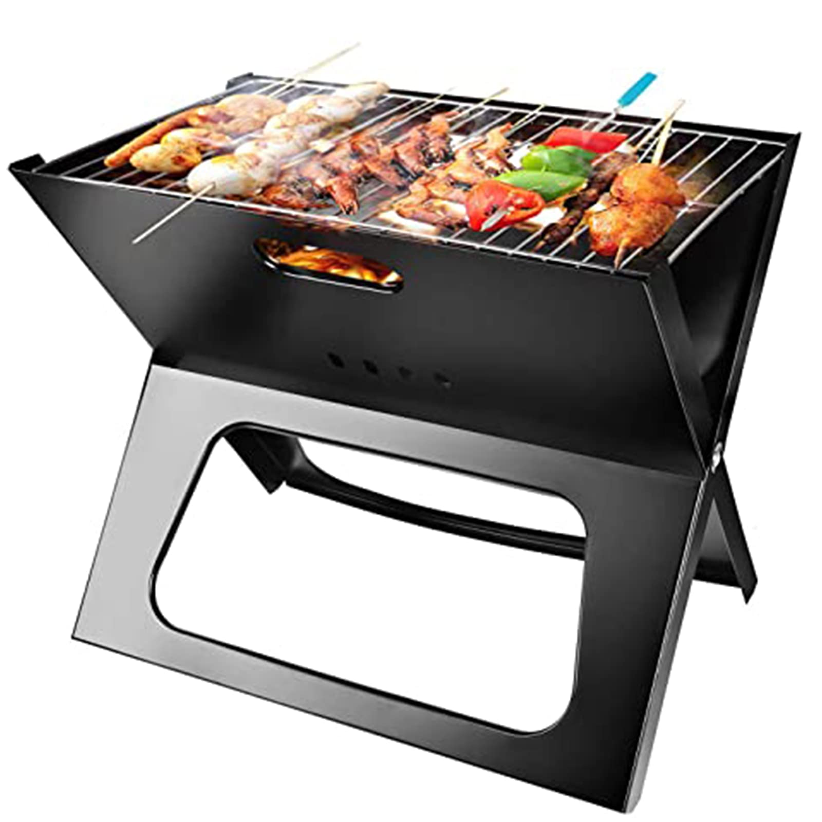 Portable Foldable Charcoal Grill for Outdoor BBQ - Compact & Space-Saving Design with Charcoal Rack - Perfect for Camping, Travel, Picnics, Backyard & Garden Parties