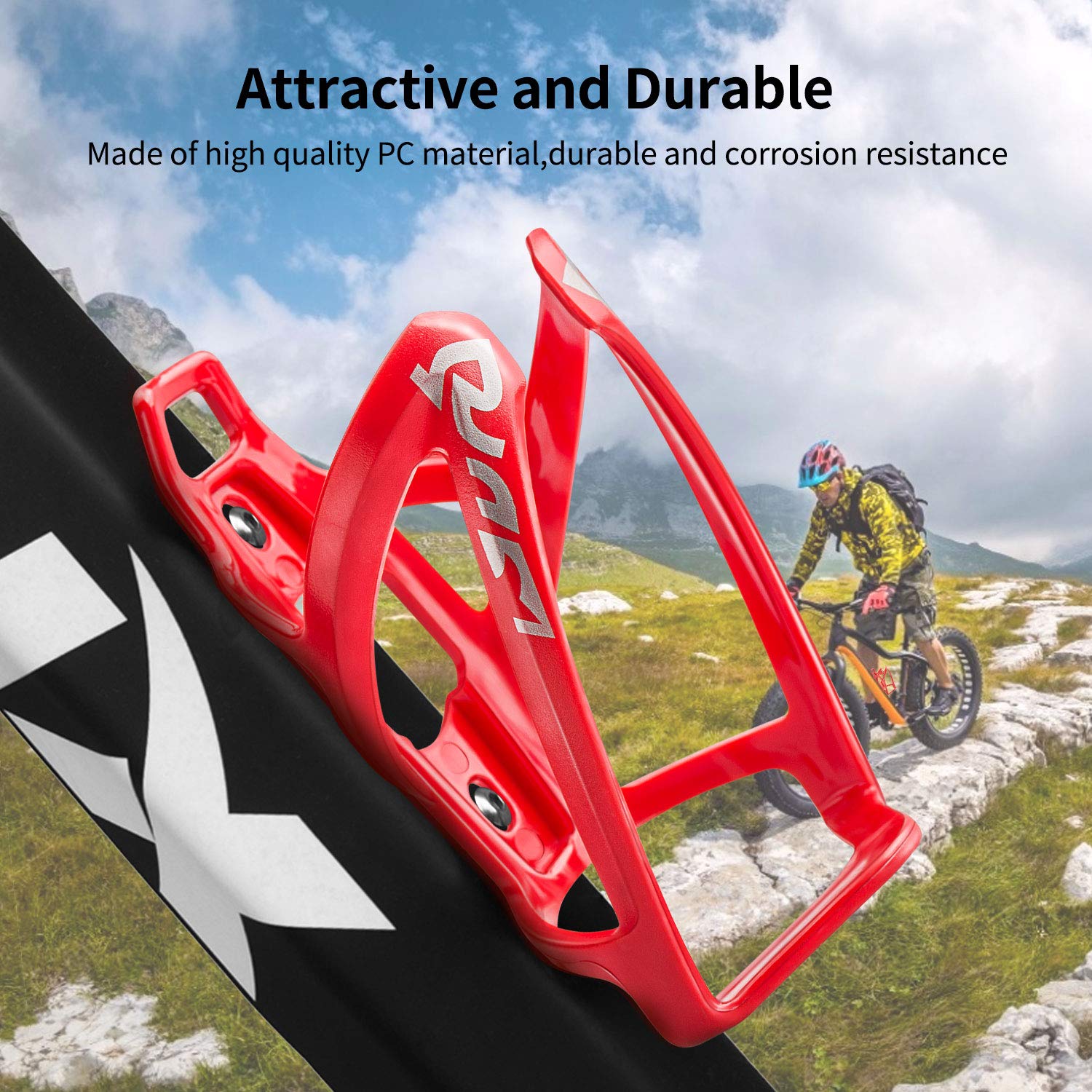 **Universal Bike Water Bottle Cage - Durable Ultralight Plastic Bicycle Drink Holder for MTB, Road & Mountain Bikes (2-Pack, Red) - Perfect for Cycling, Commuting & Outdoor Adventures**