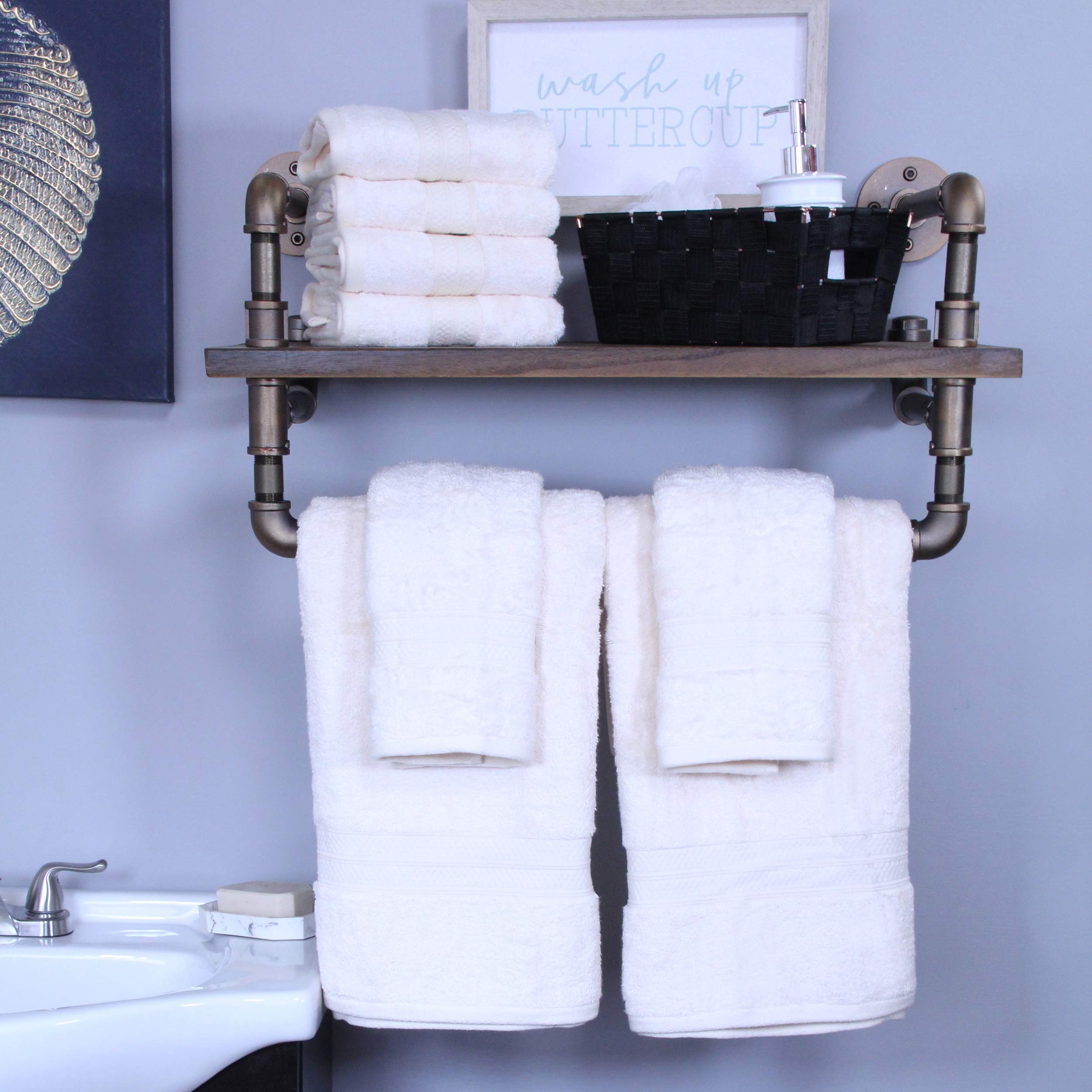 Premium 6-Piece Hand Towels & 2 Bath Towels Set - Soft Rayon Bamboo Cotton Blend for Spa, Guest Bath & Beach - Ultra Absorbent Luxury Towels in Ivory - Perfect for Home, Hotels & Vacation Rentals