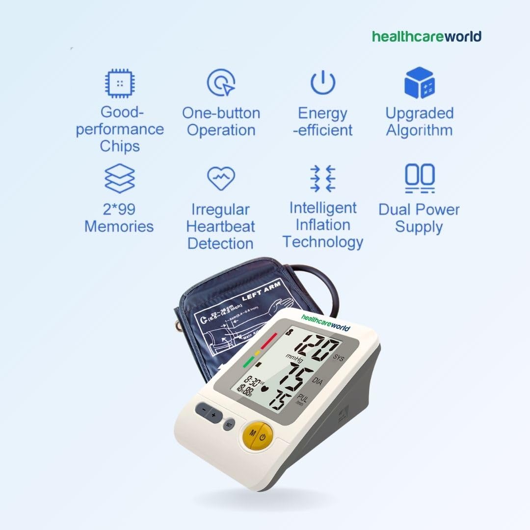 Accurate Digital Blood Pressure Monitor with Large Cuff (30-42cm) & Standard Cuff (22-36cm) - Automatic Inflation, WHO Indicator - Perfect for Home Health Monitoring & Doctor Visits