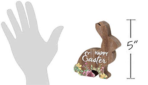 Easter Bunny Shelf Sitter - Wood Grain Spring Home Decor Sign for Easter Holiday | Perfect for Mantel, Tabletop, and Seasonal Home Decoration