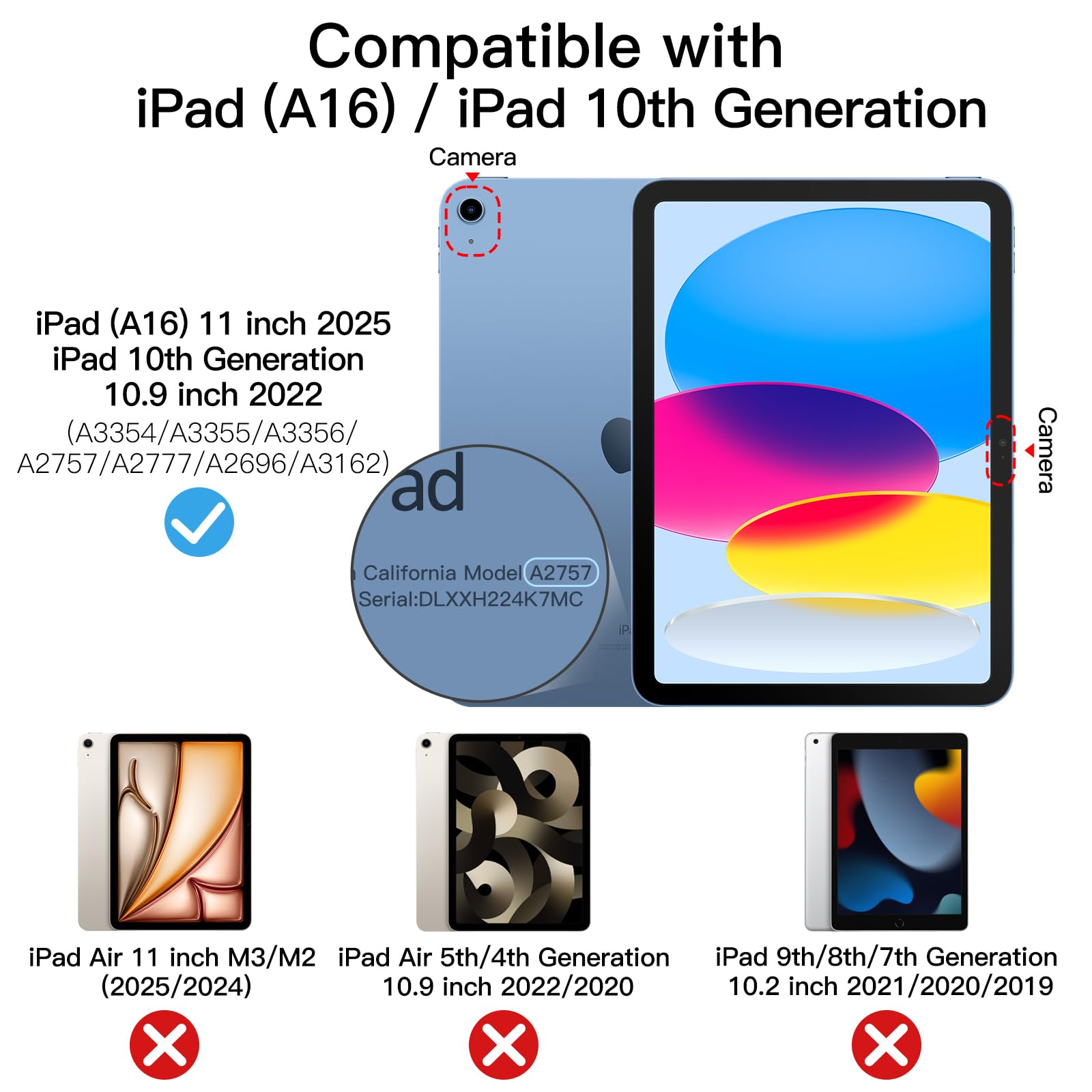 JETech 360° Rotating Protective Case for iPad 11th/10th Gen (2025/2022, Model A16) - Clear Back Cover with Pencil Holder, Auto Wake/Sleep Function - Perfect for Work, Study & Entertainment (Black)