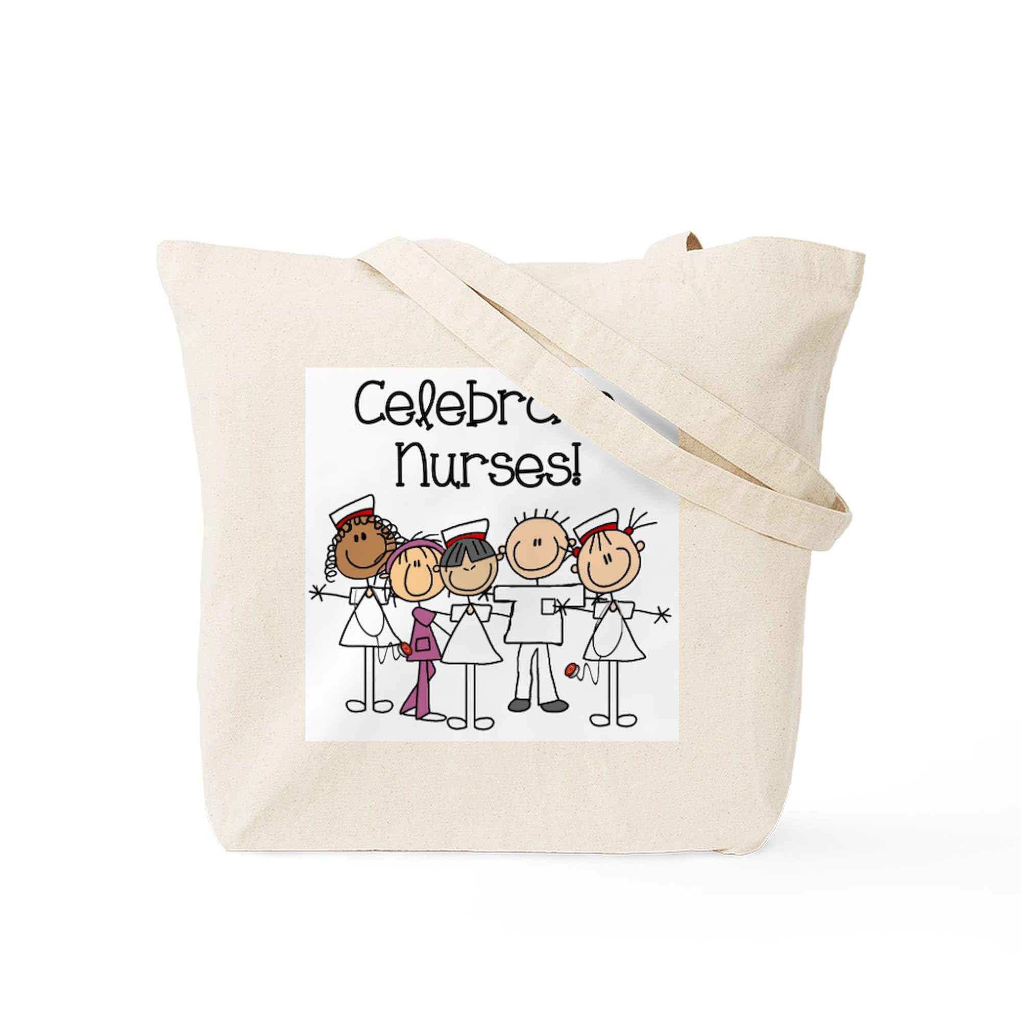 Celebrate Nurses Tote Bag - Natural Canvas Reusable Shopping Tote for Nurses - Perfect for Work, Groceries & Everyday Use