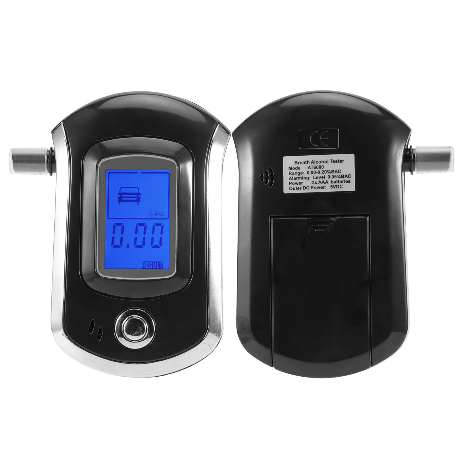 AT6000 Portable Breathalyzer with LCD Digital Display & Warning Function - Accurate Alcohol Tester for Personal, Workplace, and Road Safety Use
