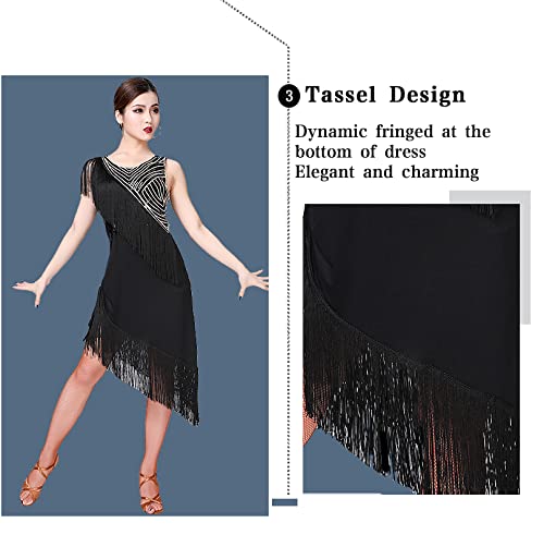 Women's Sexy Fringe Tassel Latin Dance Dress for Salsa, Rumba, Ballroom, and Party Performances