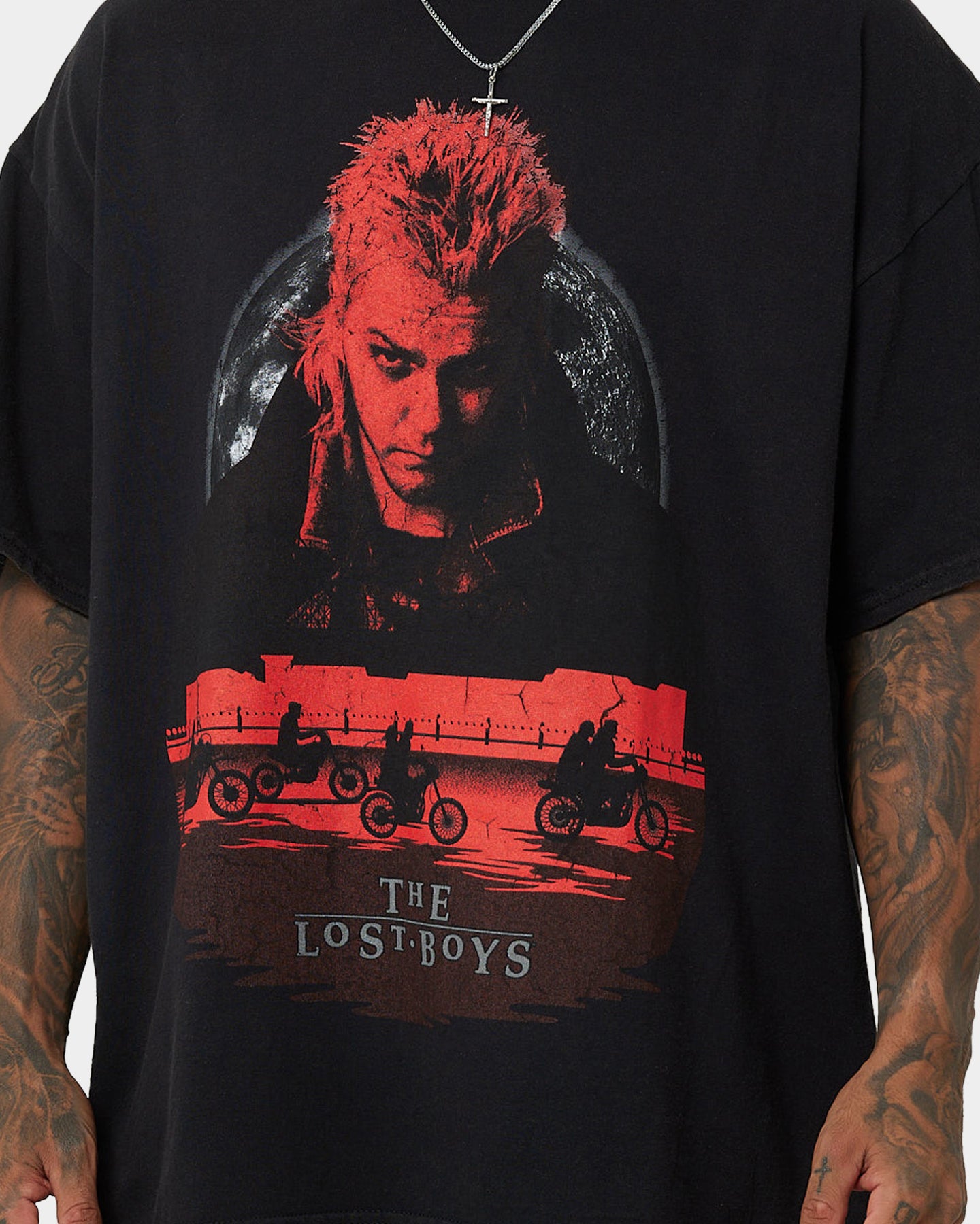 Vintage Lost Boys Moon Graphic T-Shirt - Washed Black Retro Tee for Men & Women - Perfect for Casual Wear, Street Style & 90s Nostalgia Fashion